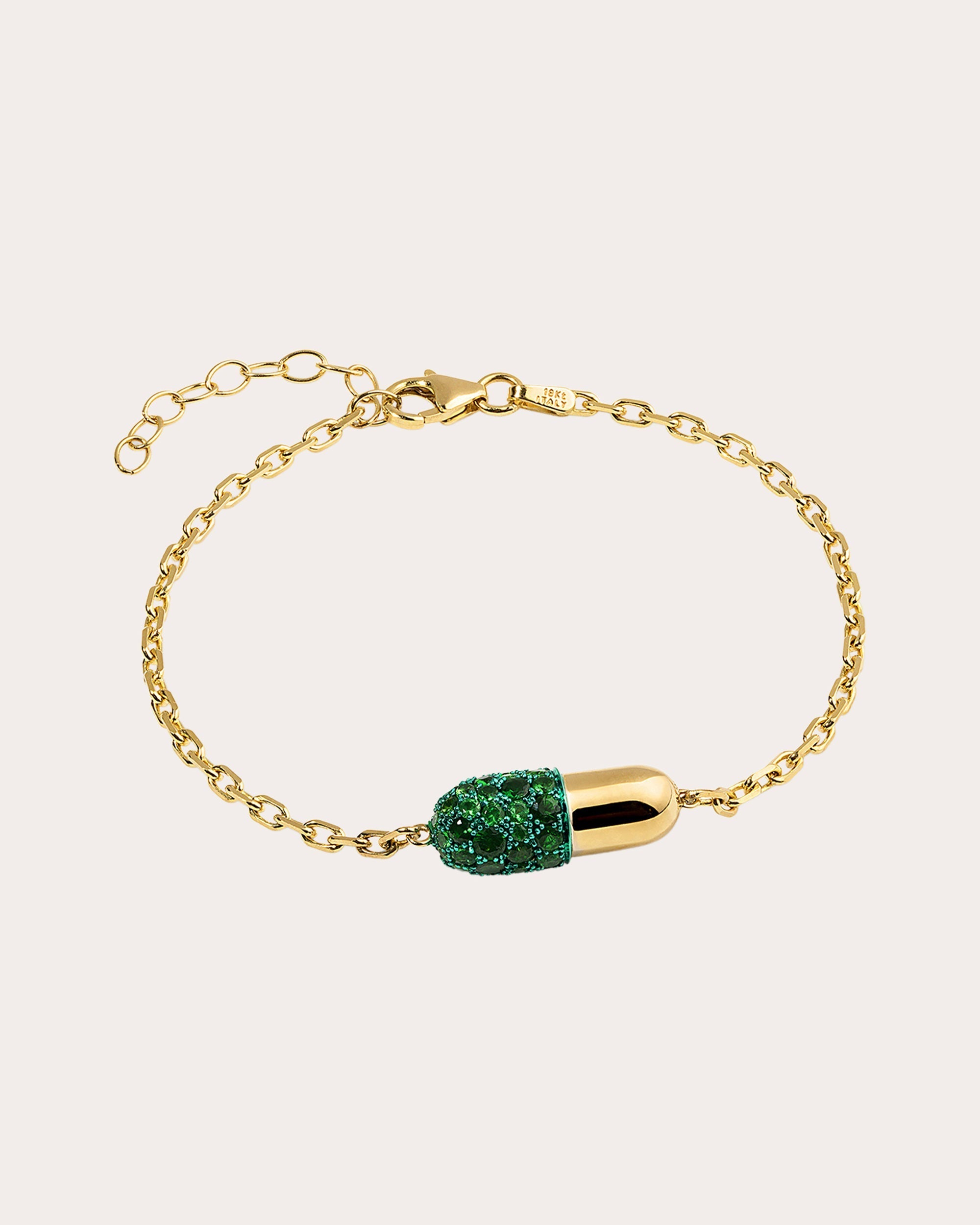 Medium Pill 18K Gold Tsavorite Pavé Bracelet