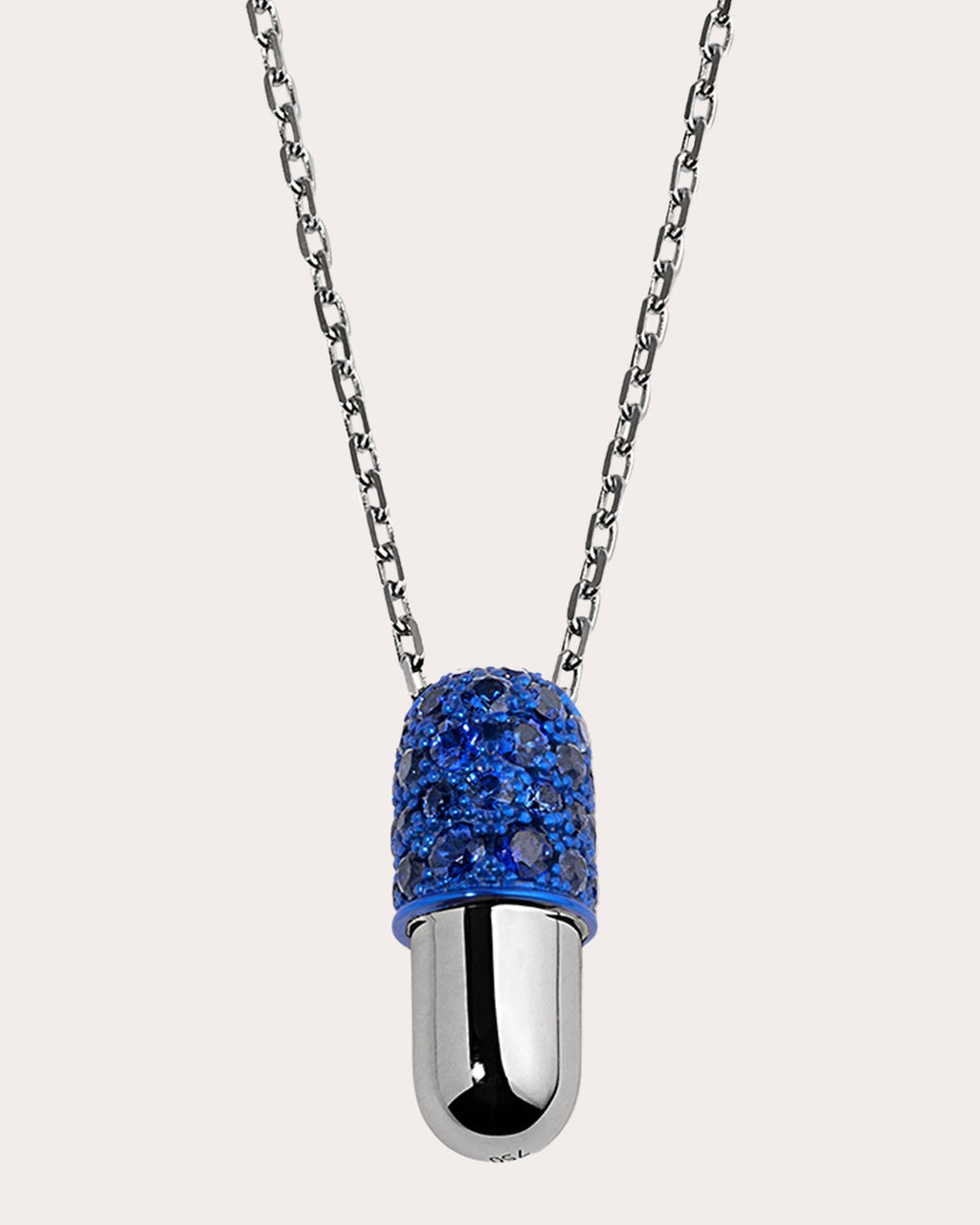 Medium Pill 18K Gold Sapphire Pavé Pendant Necklace