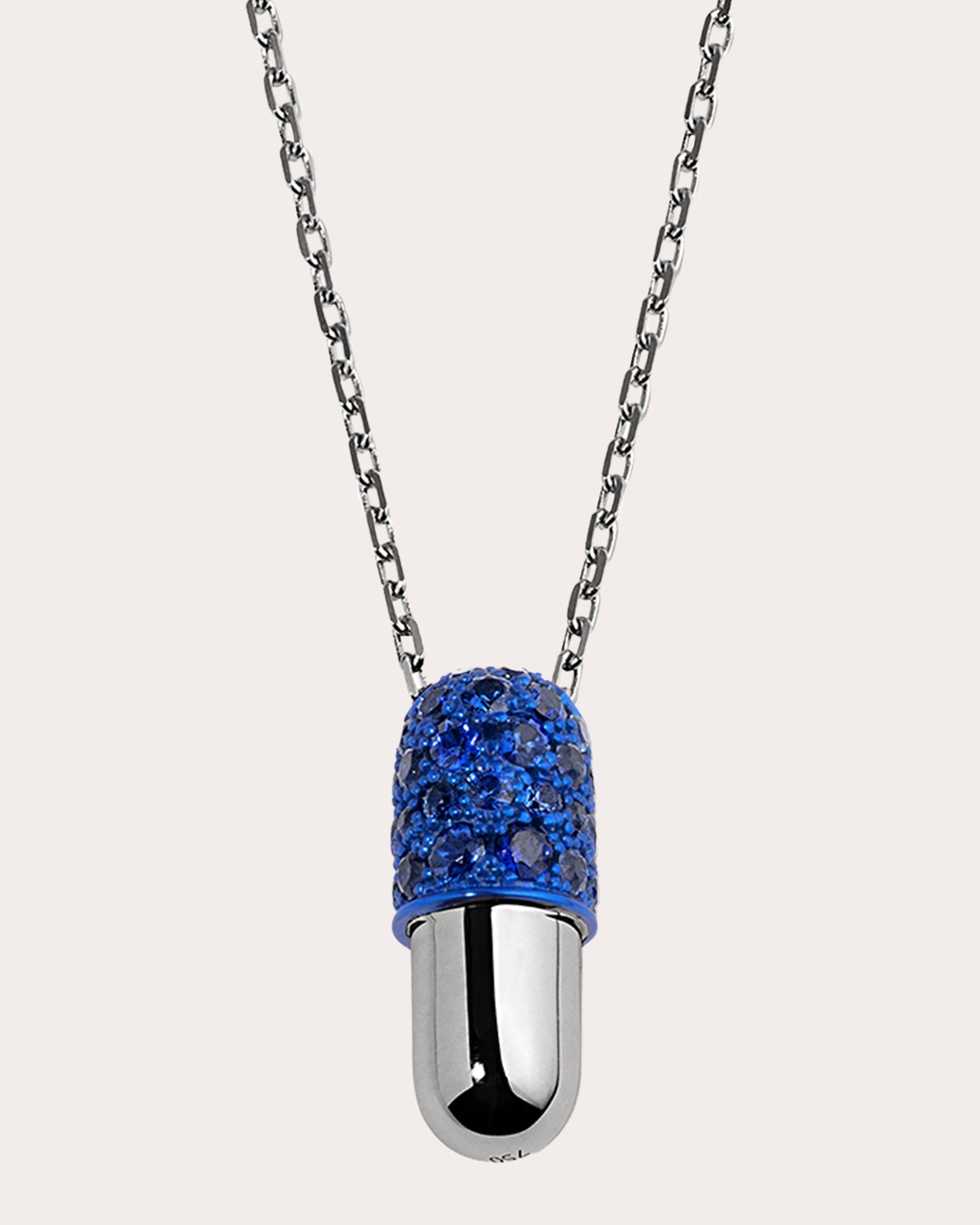Medium Pill 18K Gold Sapphire Pavé Pendant Necklace