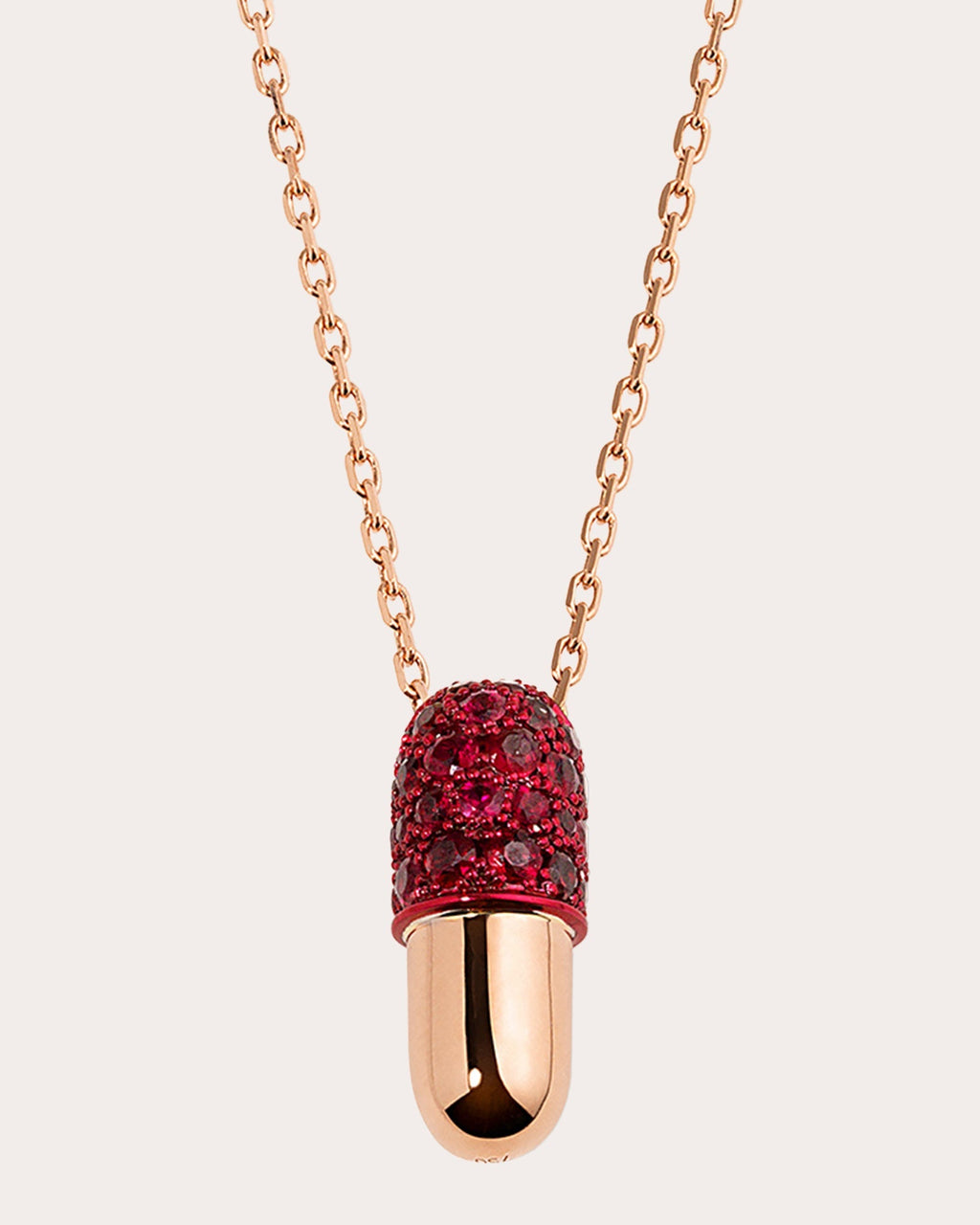 Medium Pill 18K Gold Ruby Pavé Pendant Necklace