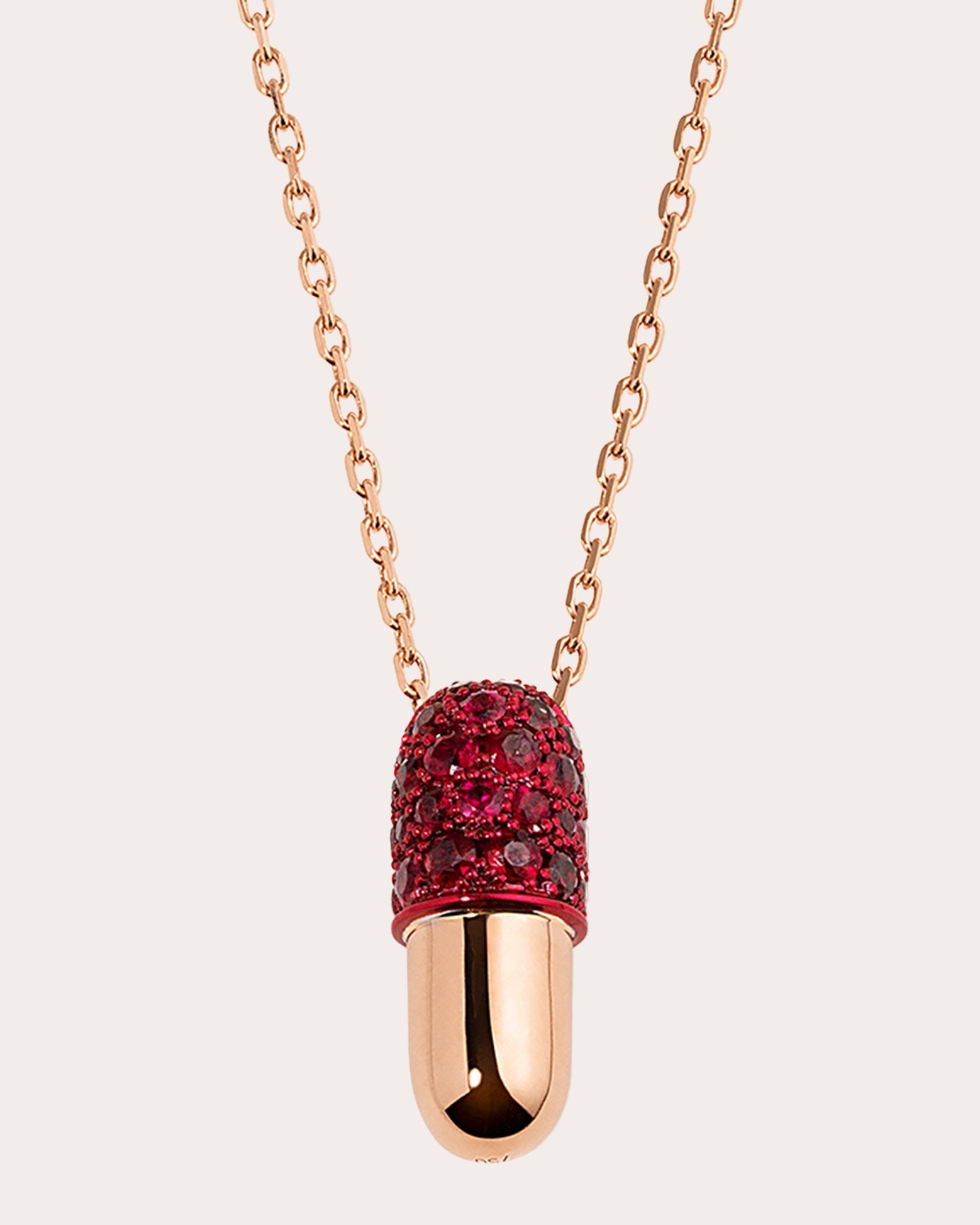 Medium Pill 18K Gold Ruby Pavé Pendant Necklace