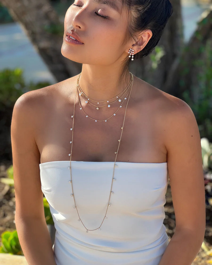 Floating Small 18K Gold Diamond Necklace