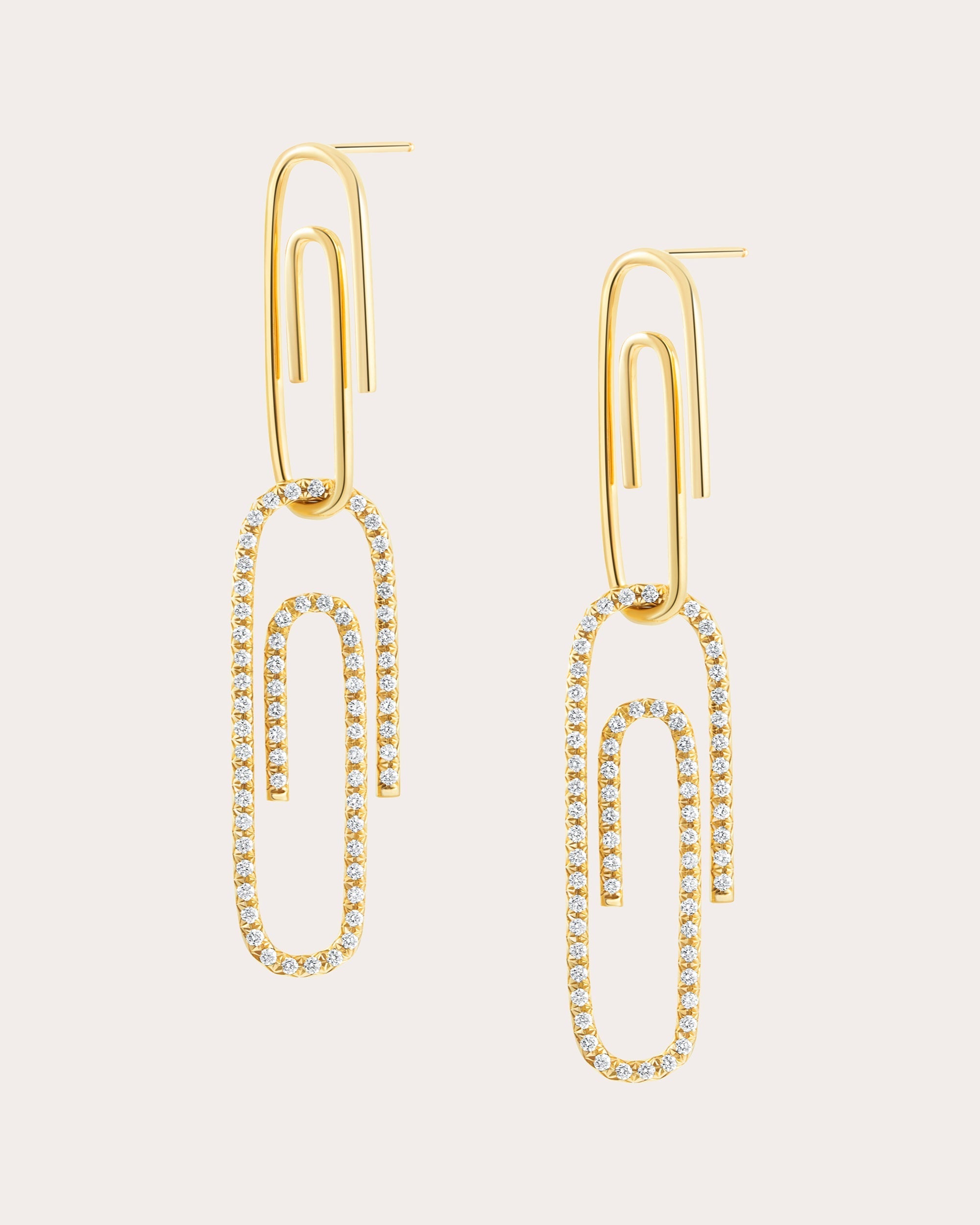 Playtime 18K Gold Diamond Pavé Paper Clip Earrings