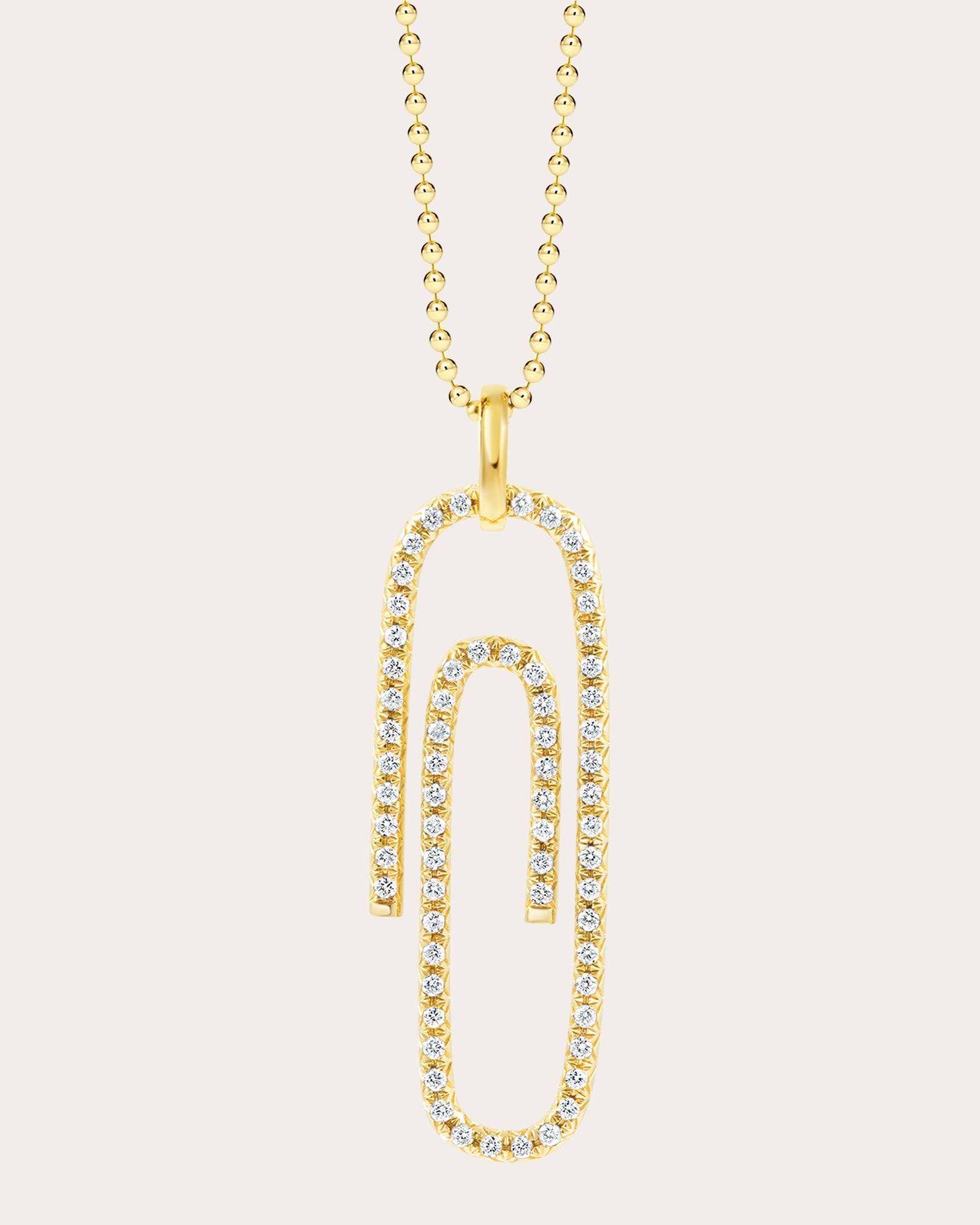 Playtime 18K Gold Diamond Pavé Paper Clip Pendant Necklace