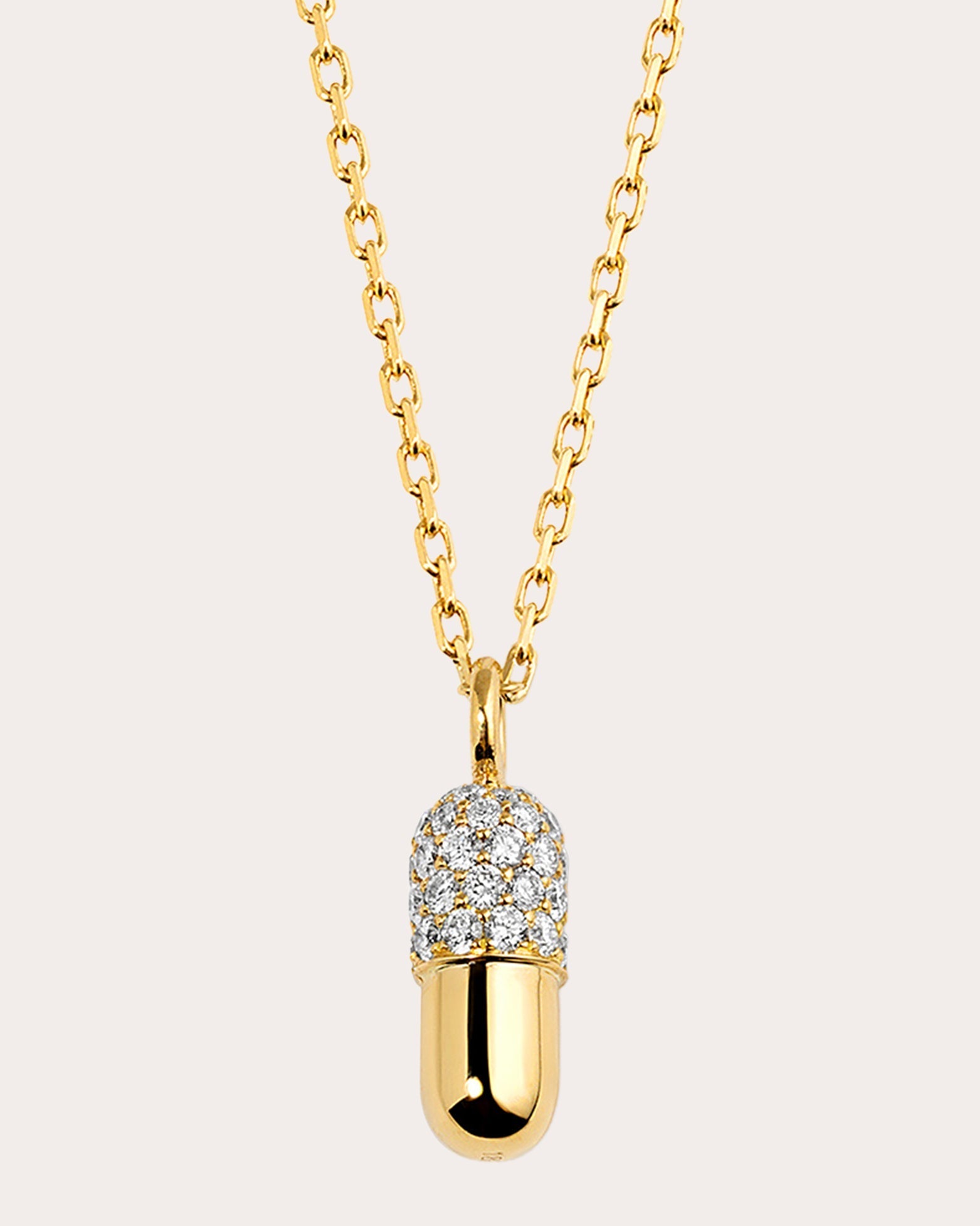 Mini Pill 18K Gold Diamond Pavé Pendant Necklace