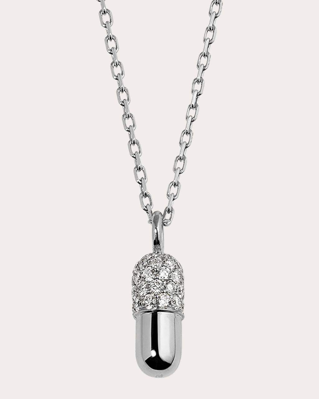 Mini Pill 18K Gold Diamond Pavé Pendant Necklace