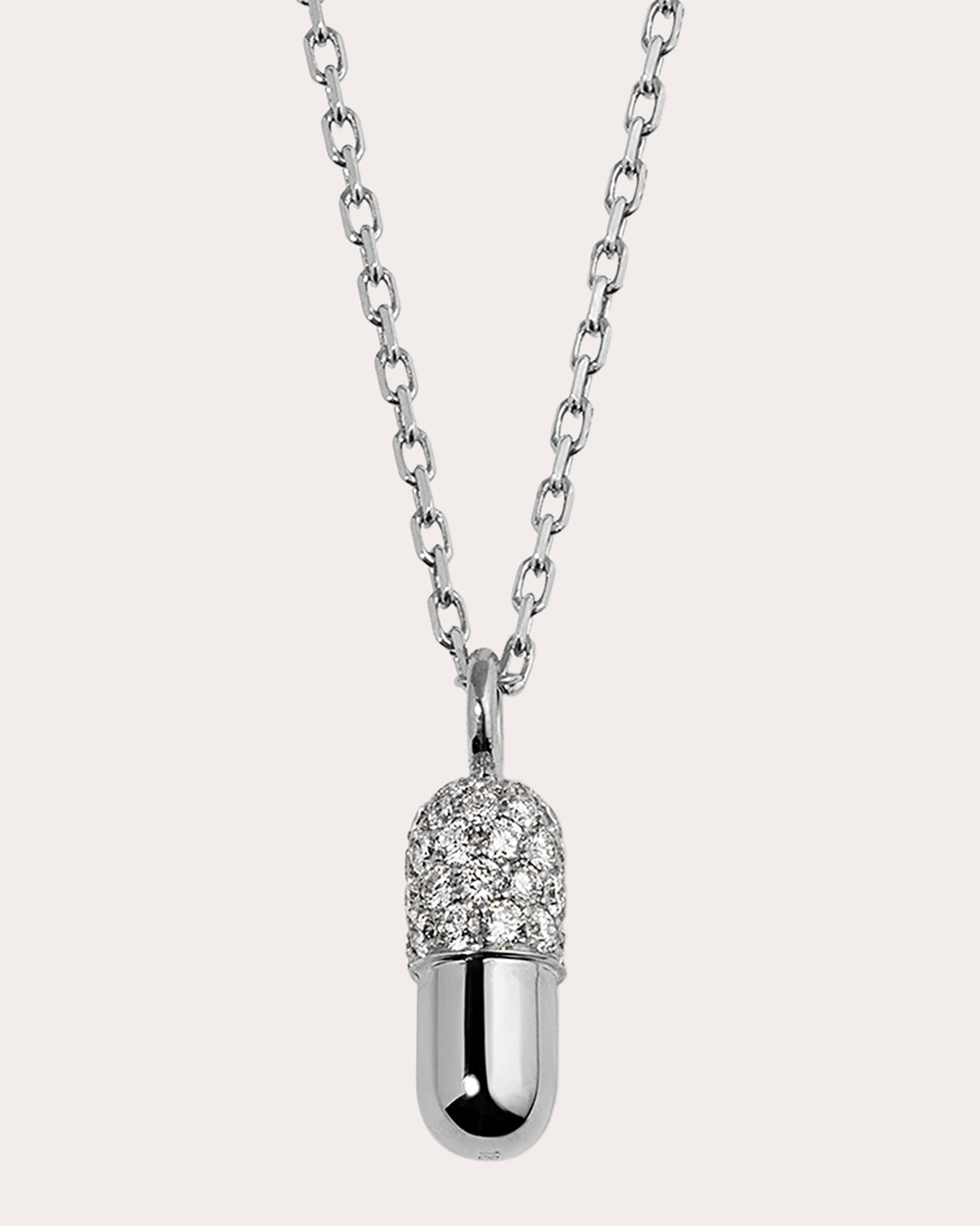 Mini Pill 18K Gold Diamond Pavé Pendant Necklace