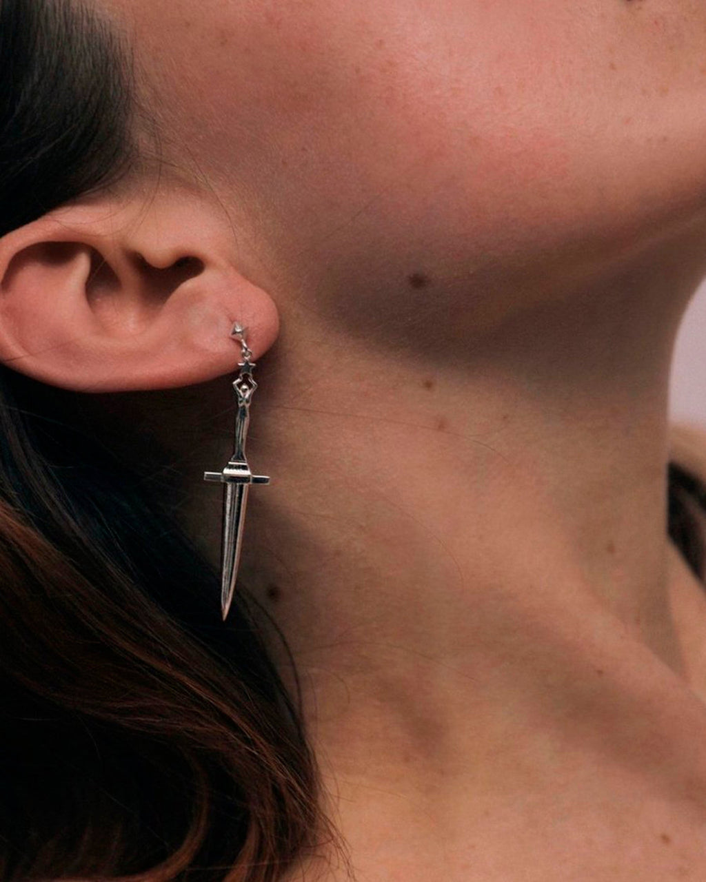 Dagger Sterling Silver Pearl Earrings