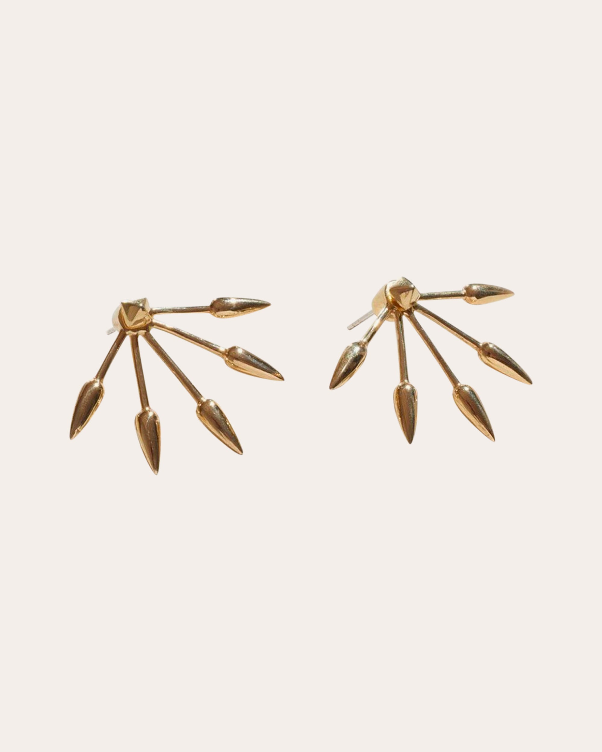 Five Spike Gold-Plated Earrings