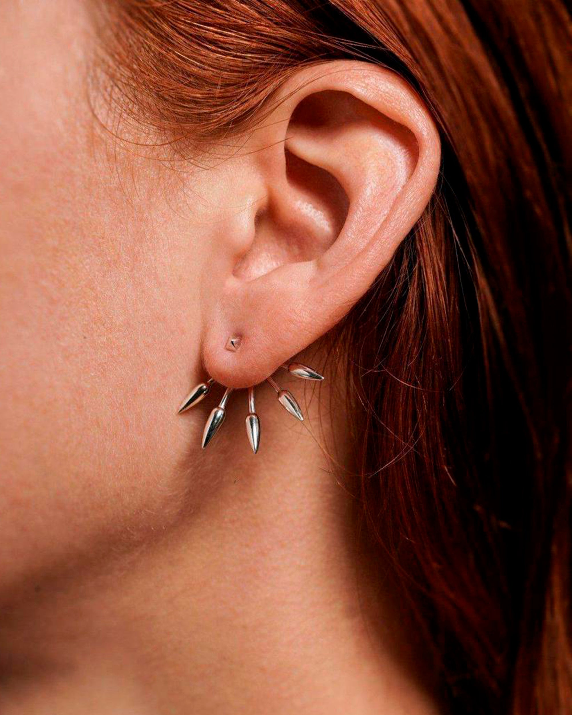 Five Spike Gold-Plated Earrings