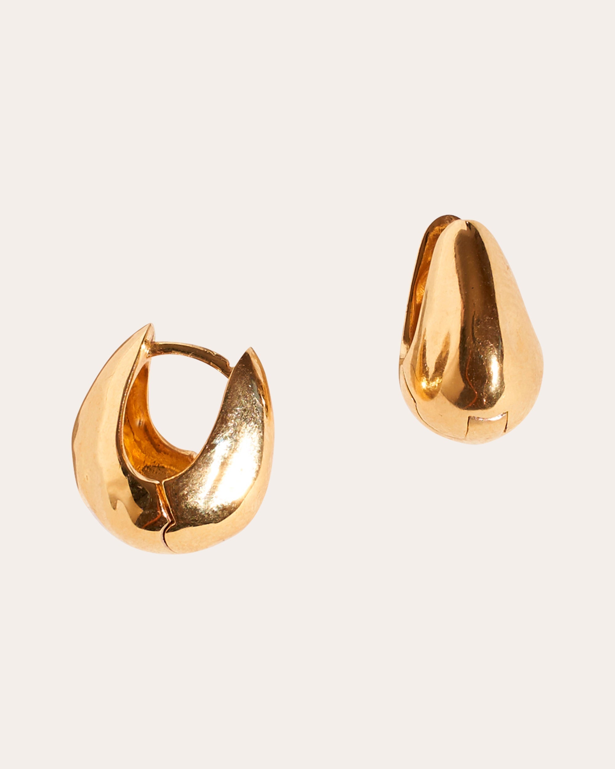 Hammered Gold-Plated Hoop Earrings
