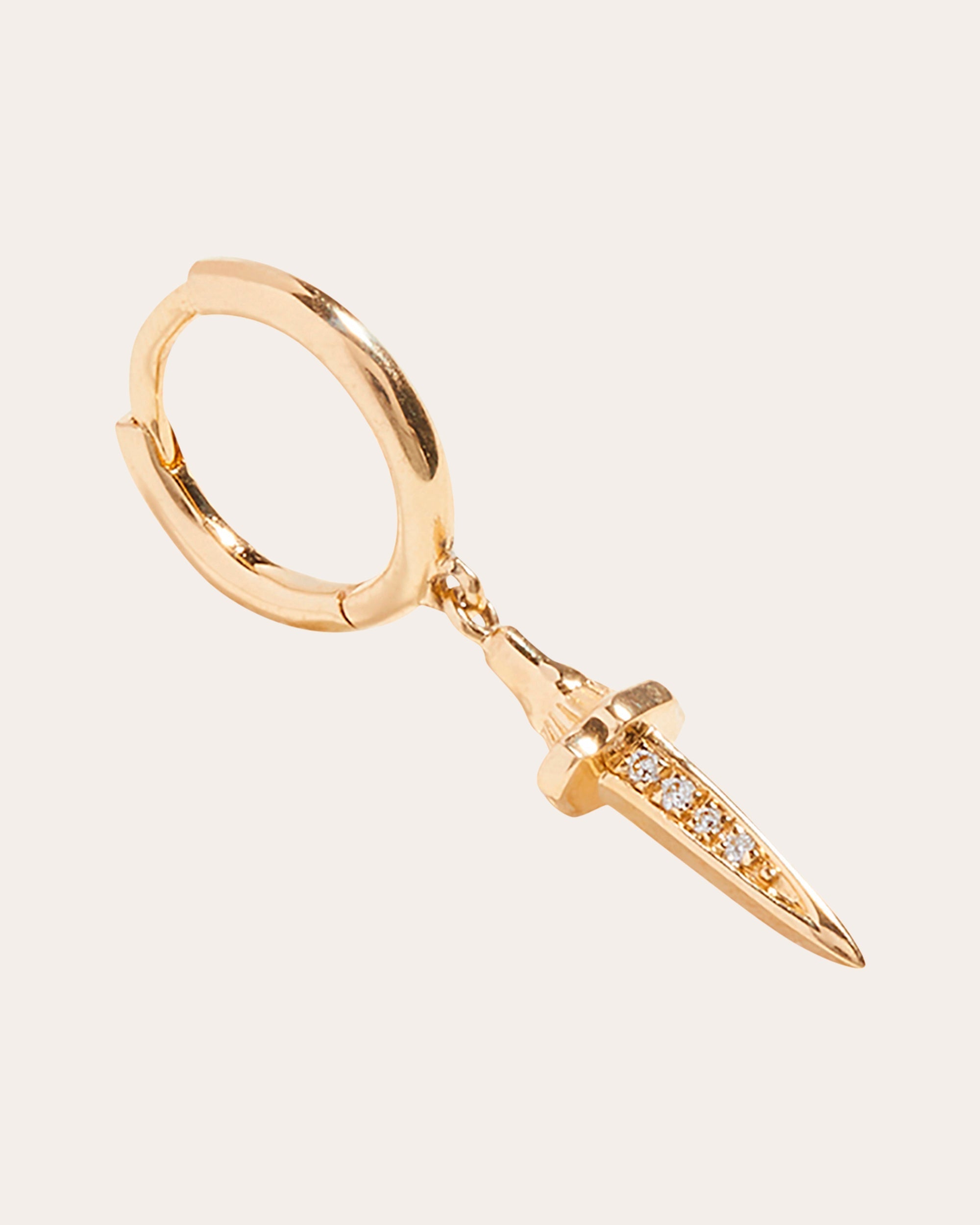 Dagger 14K Gold Diamond Single Earring