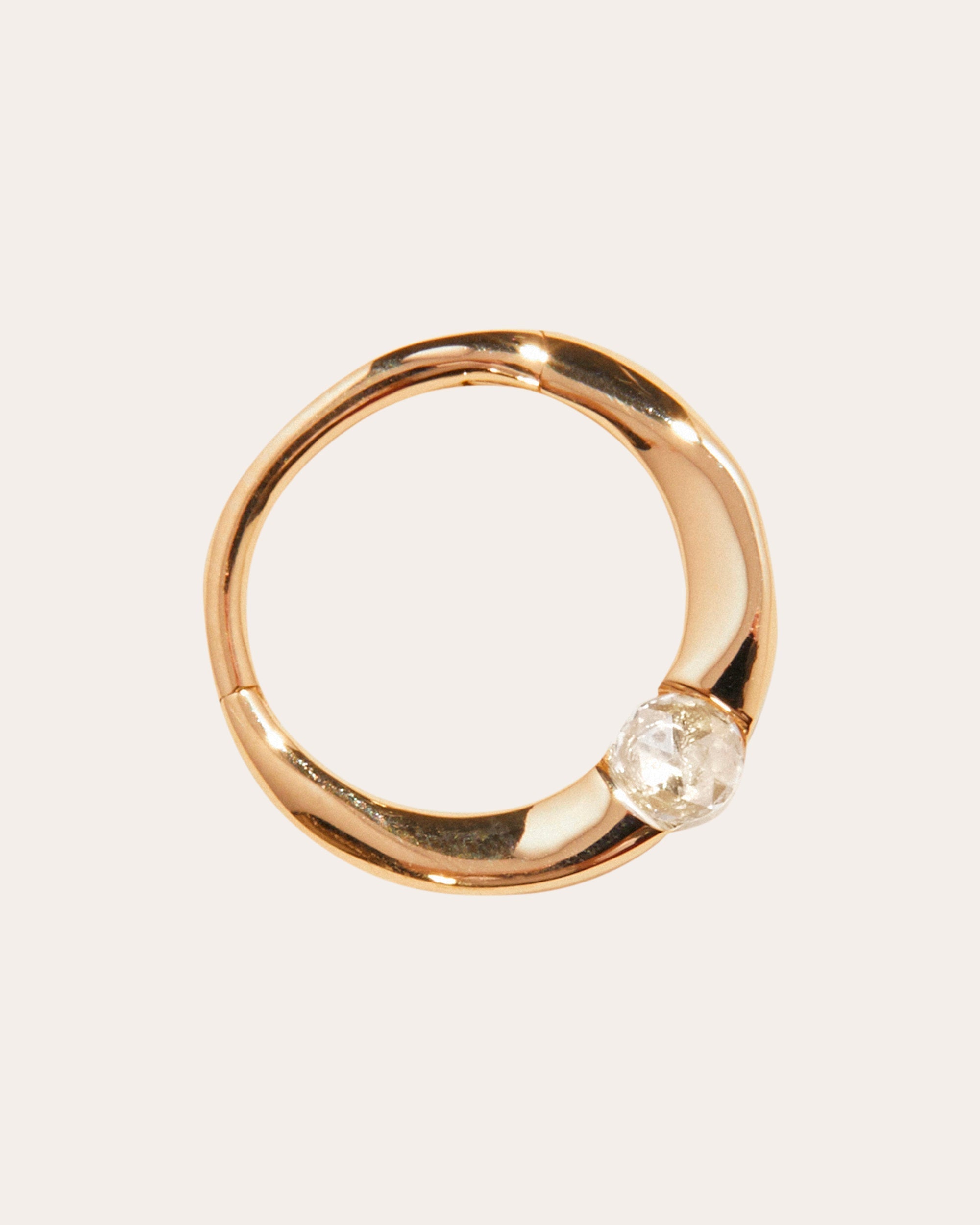14K Gold Diamond Single Hoop Earring