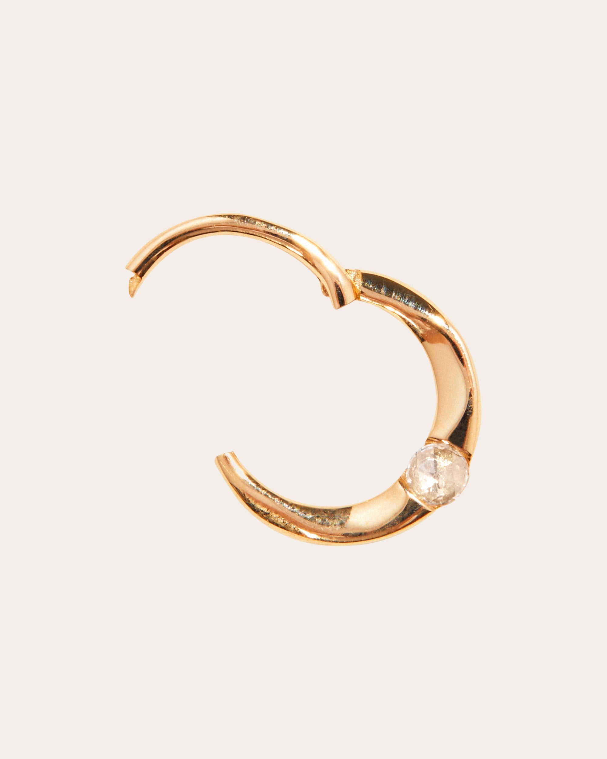 14K Gold Diamond Single Hoop Earring