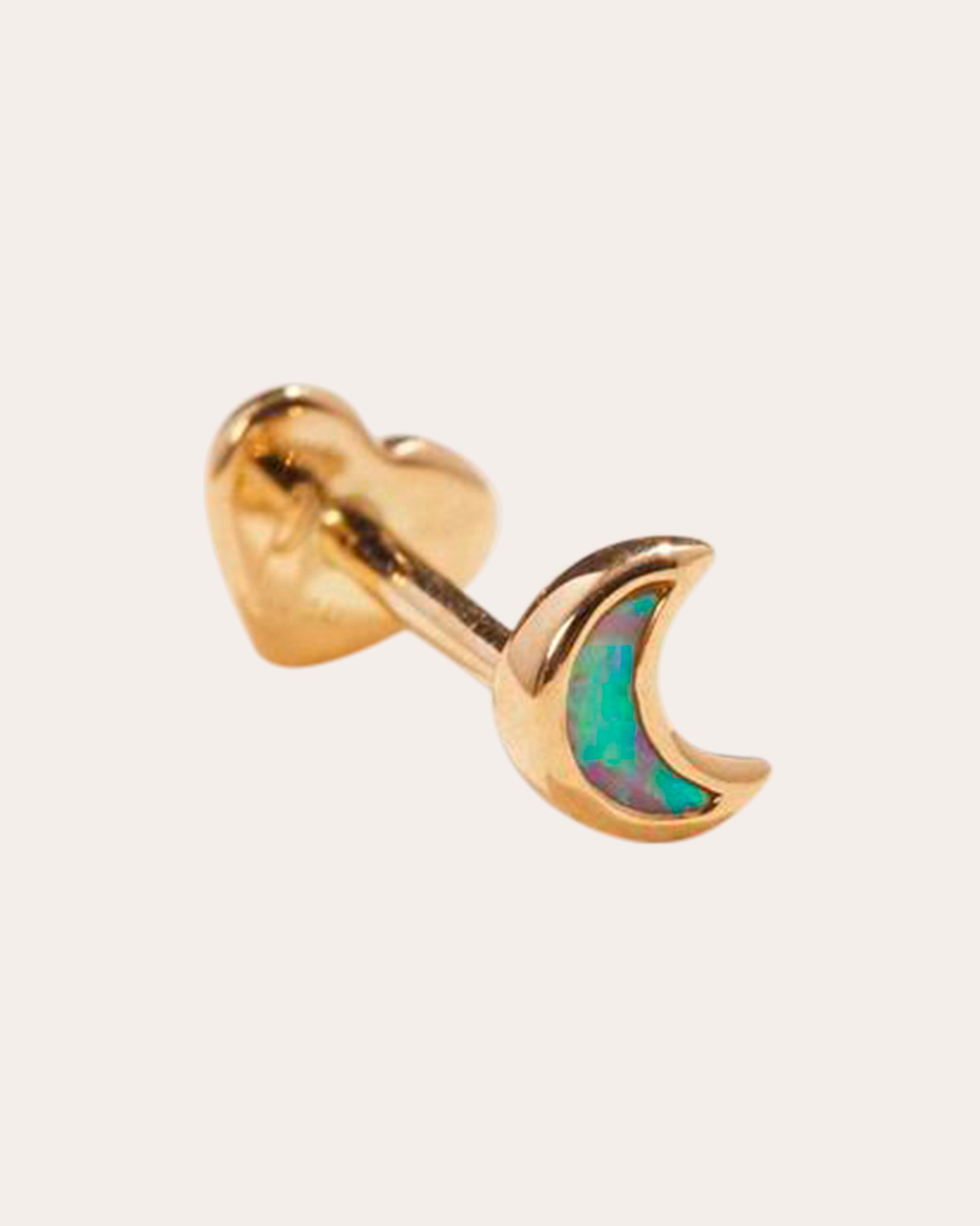 Single Opal Moon Stud Earring
