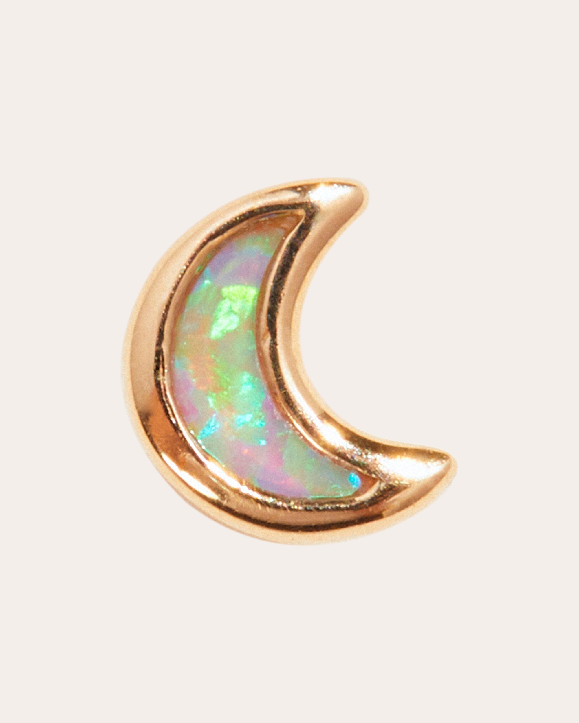 Single Opal Moon Stud Earring
