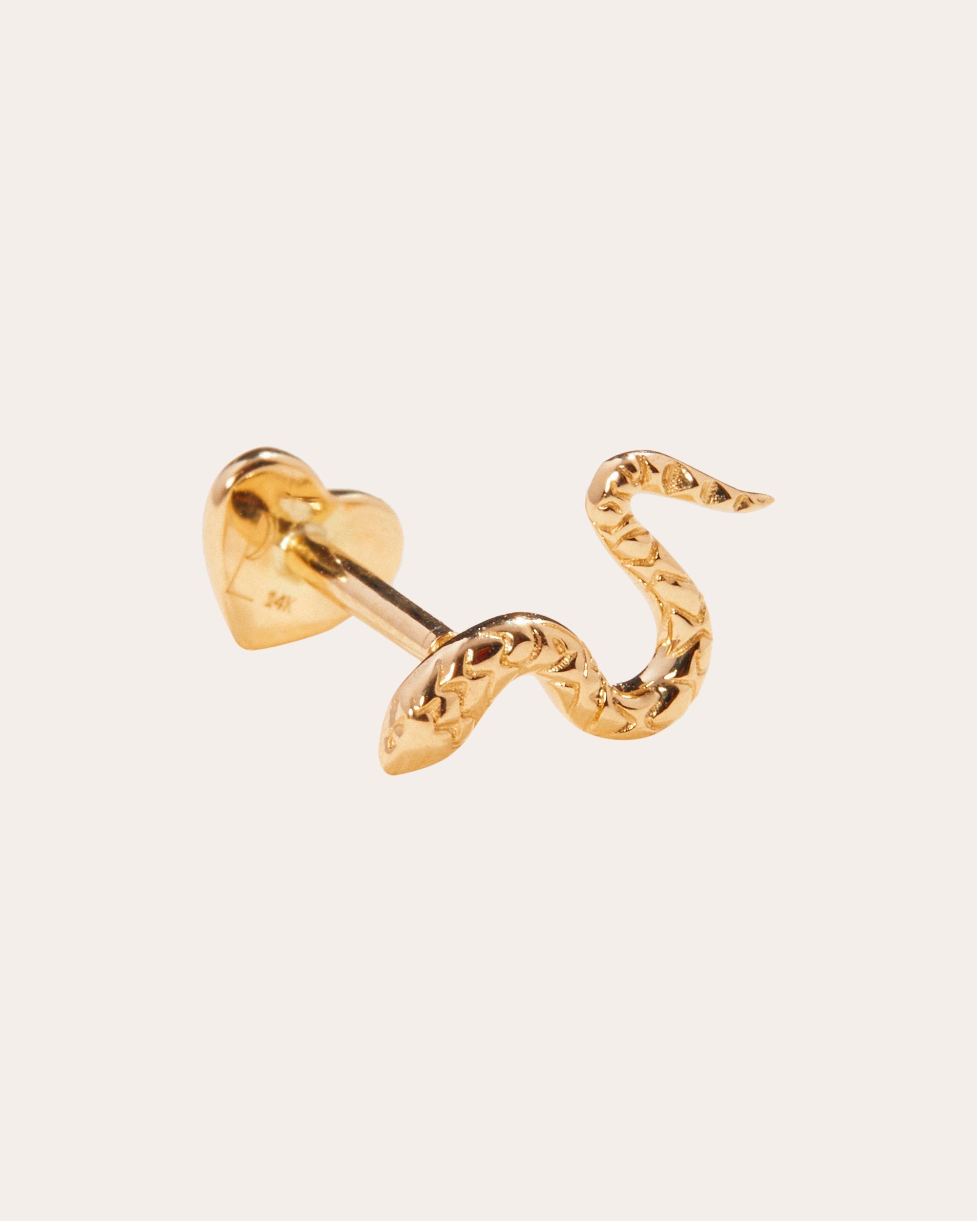 Serpent 14K Gold Single Stud Earring