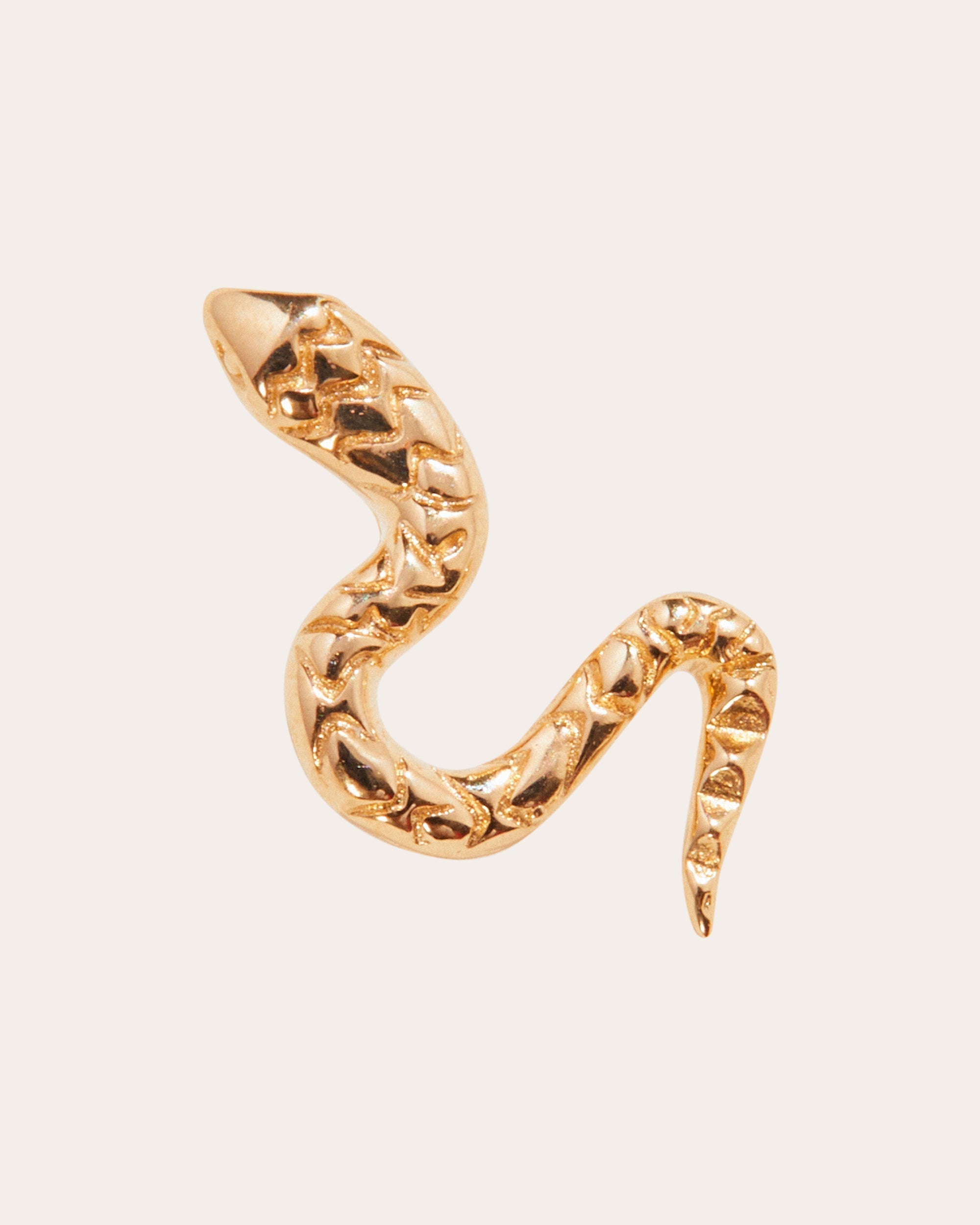 Serpent 14K Gold Single Stud Earring