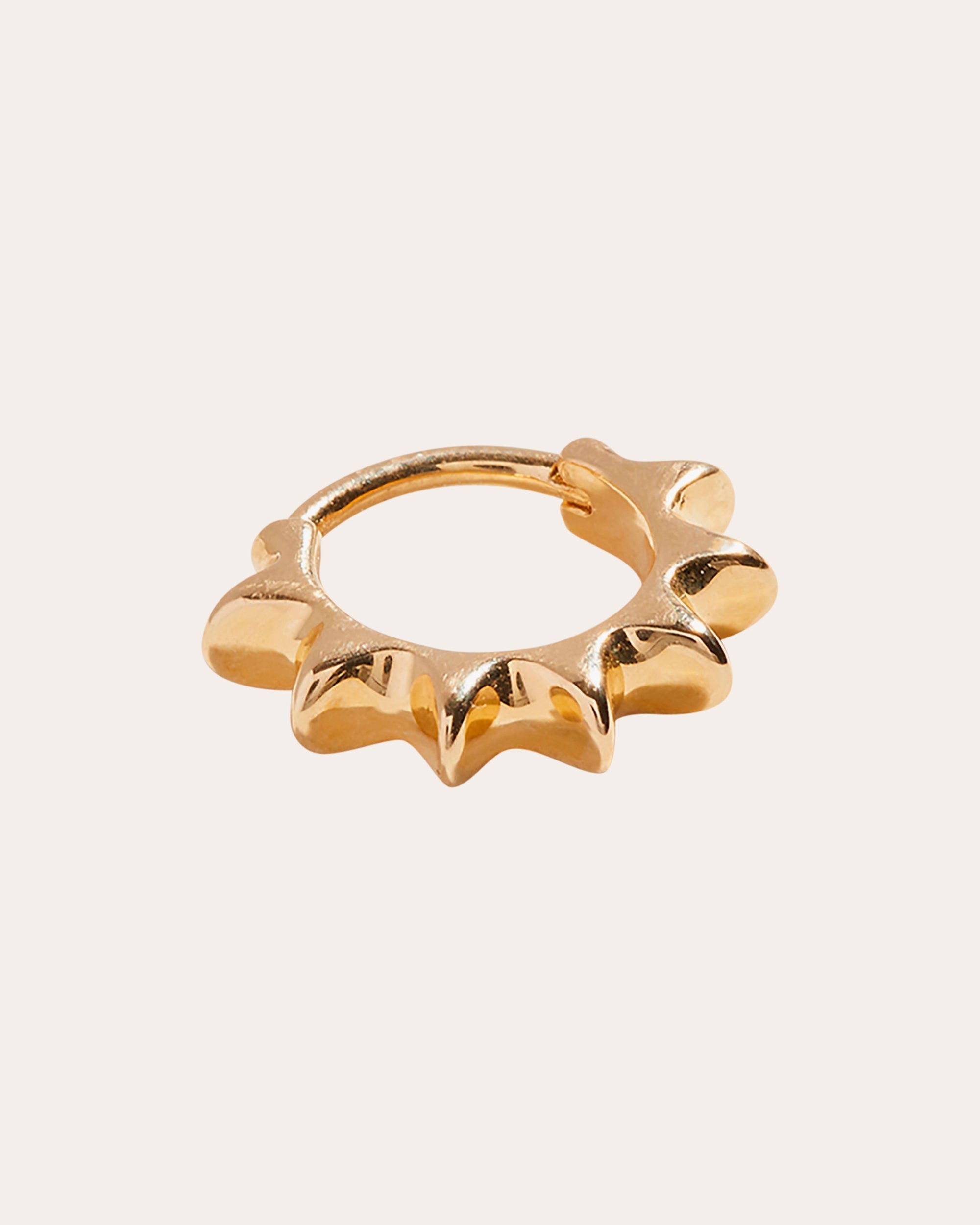 Sun 14K Gold Single Hoop Earring