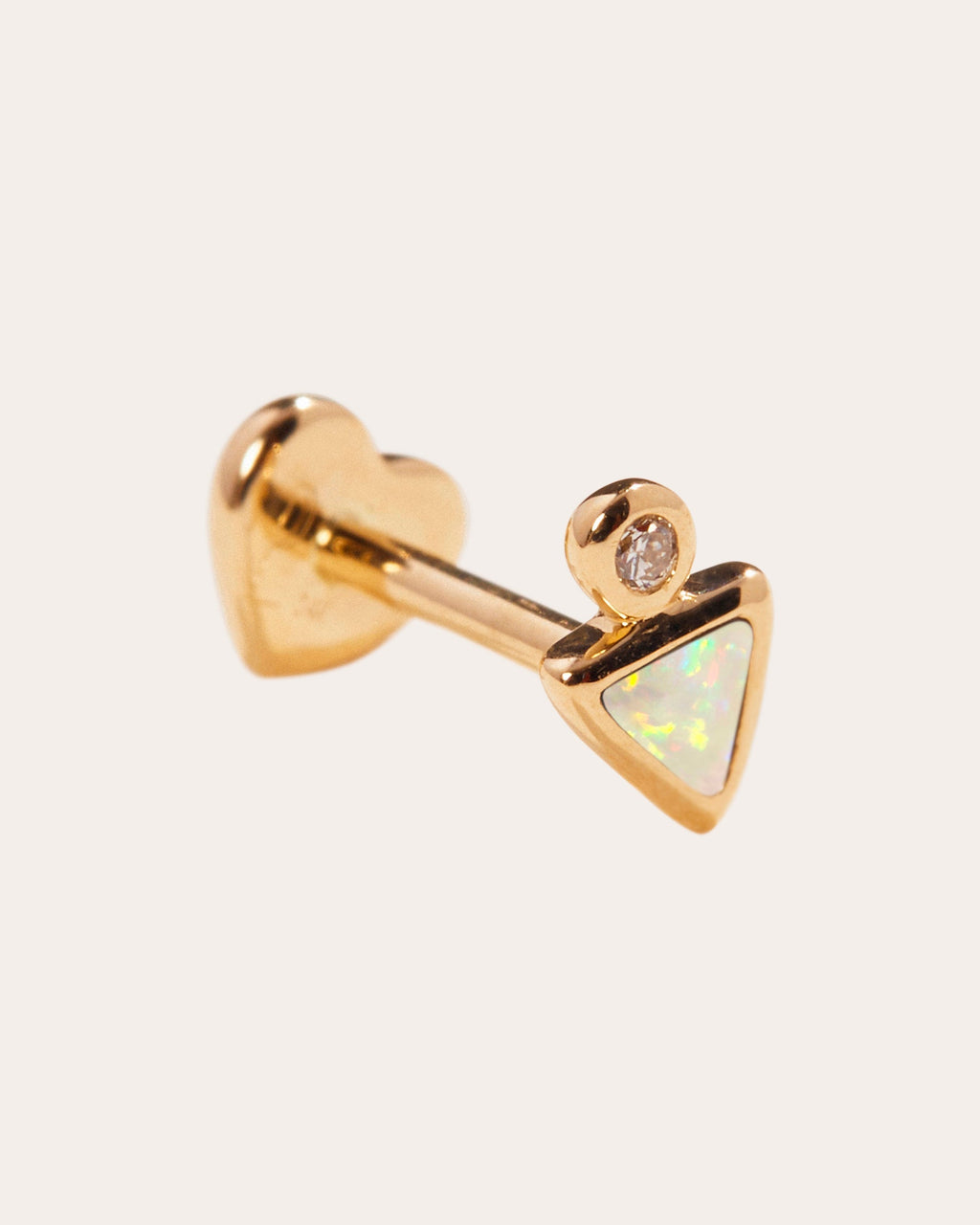 Triangle 14K Gold Opal Single Stud Earring