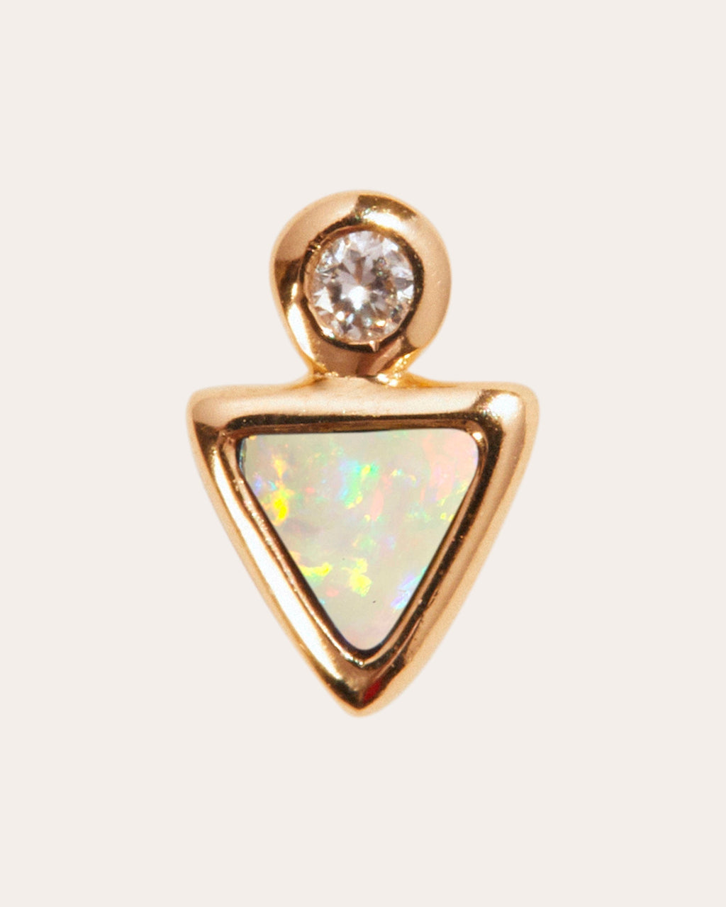 Triangle 14K Gold Opal Single Stud Earring