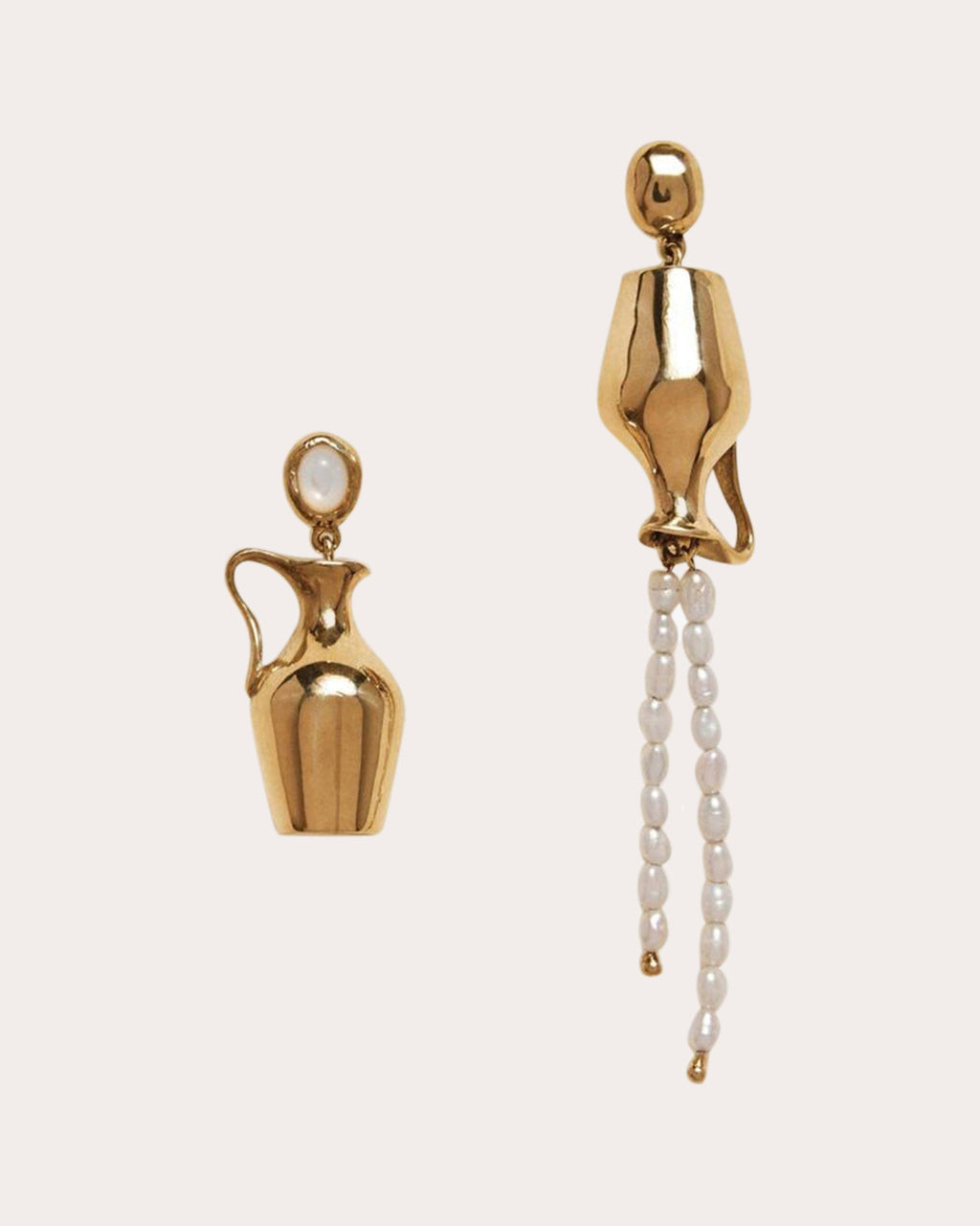 Vessel Gold-Plated Asymmetric Pearl Earrings