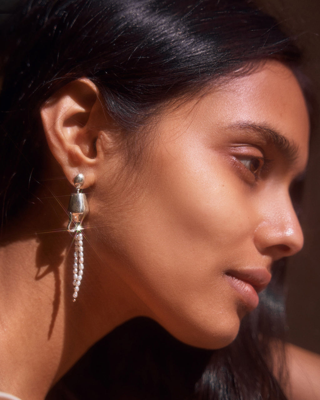 Vessel Gold-Plated Asymmetric Pearl Earrings