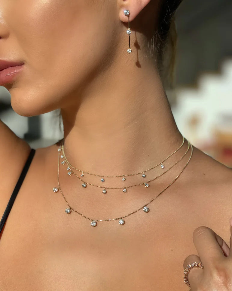 Floating Large 18K Gold Diamond Necklace