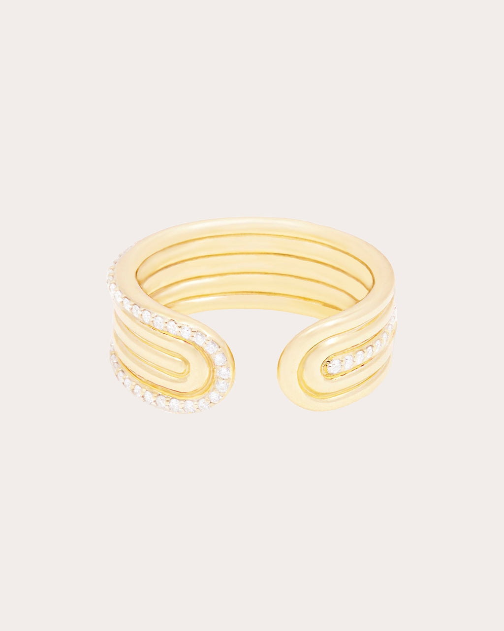 Found 14K Gold Diamond Found Open Ribbed Ring