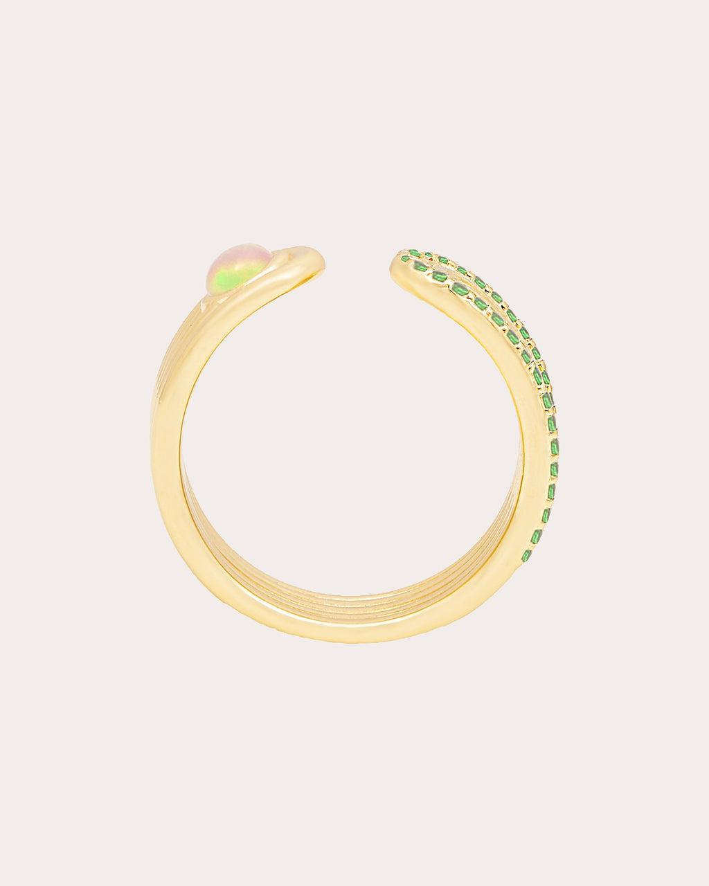 Found 14K Gold Opal and Tsavorite Open Cabochon Ring