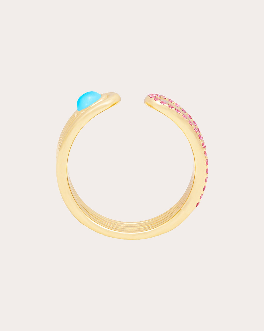 Found 14K Gold Turquoise and Pink Sapphire Open Ring