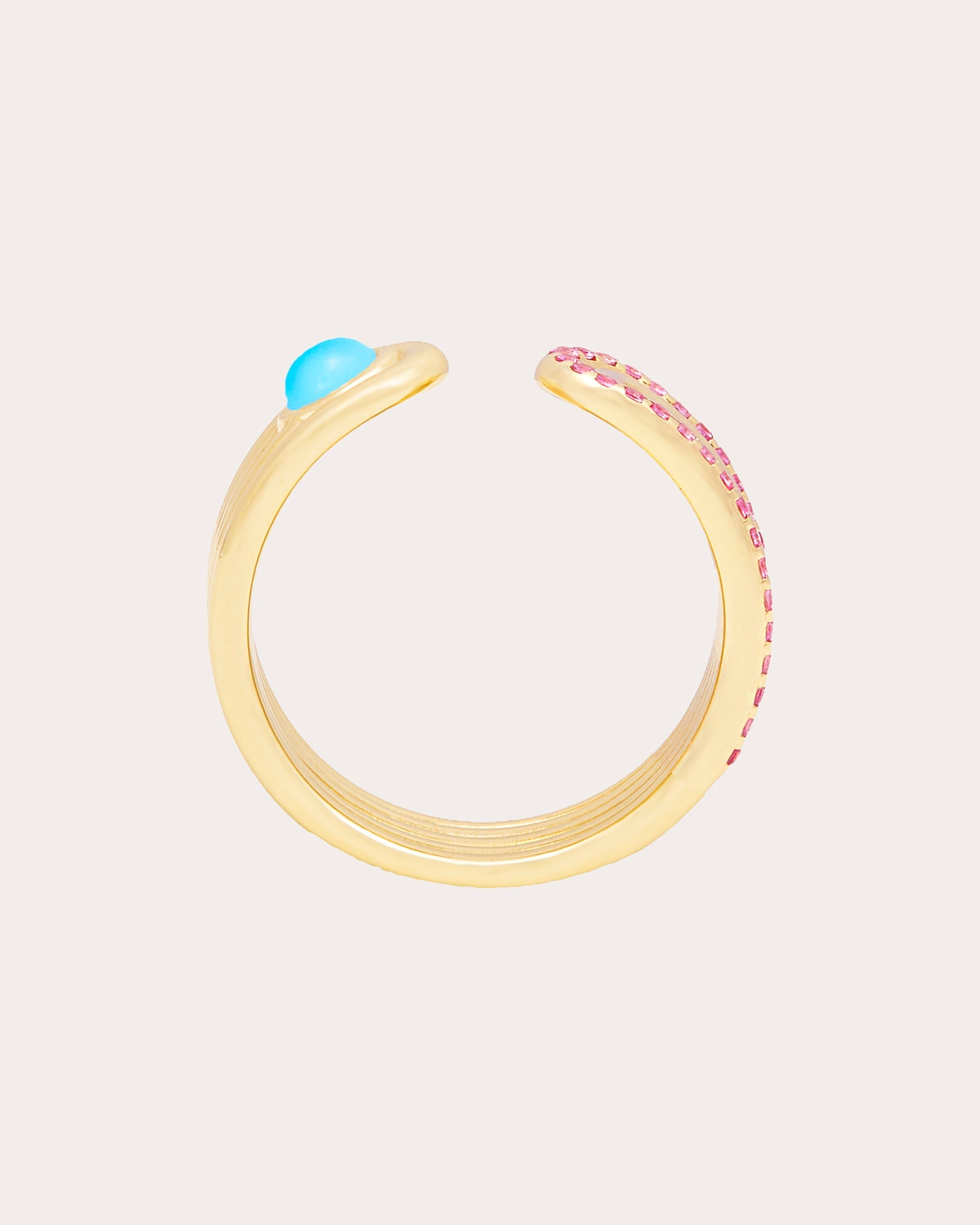 Found 14K Gold Turquoise and Pink Sapphire Open Ring