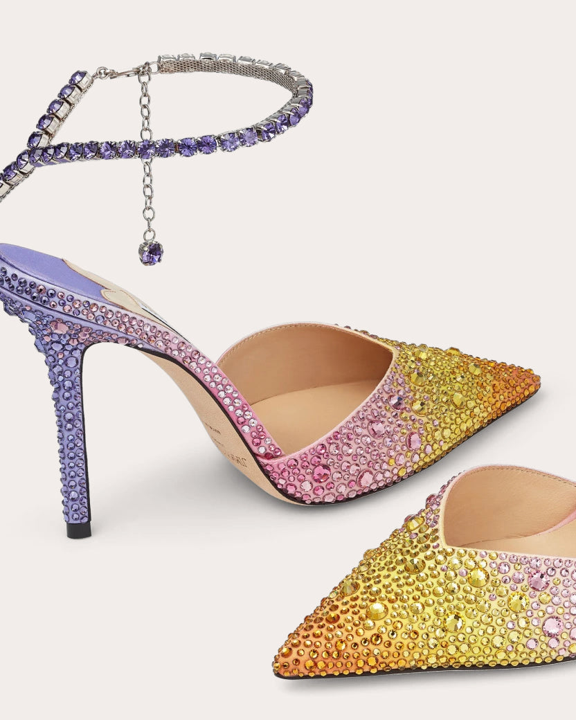 Saeda 100 Crystal-Embellished Satin Pump