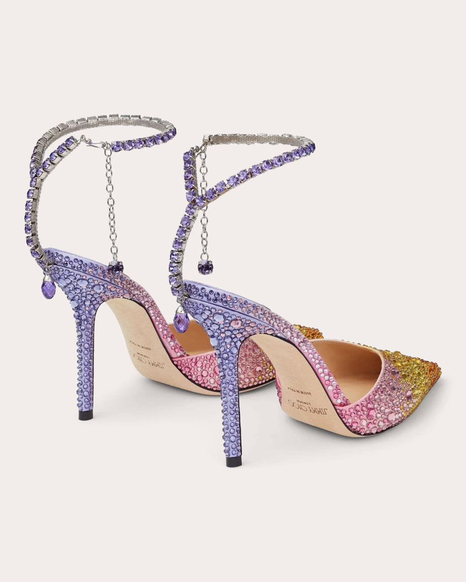 Saeda 100 Crystal-Embellished Satin Pump