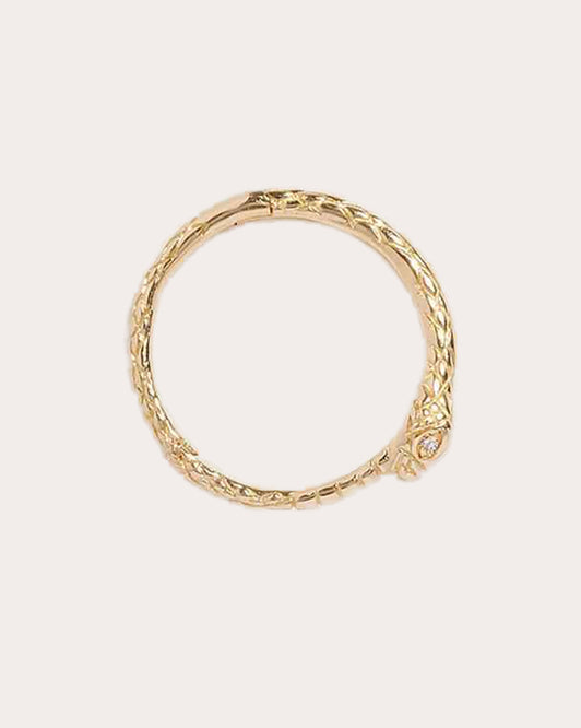 Serpent 14K Gold Diamond Single Hoop Earring