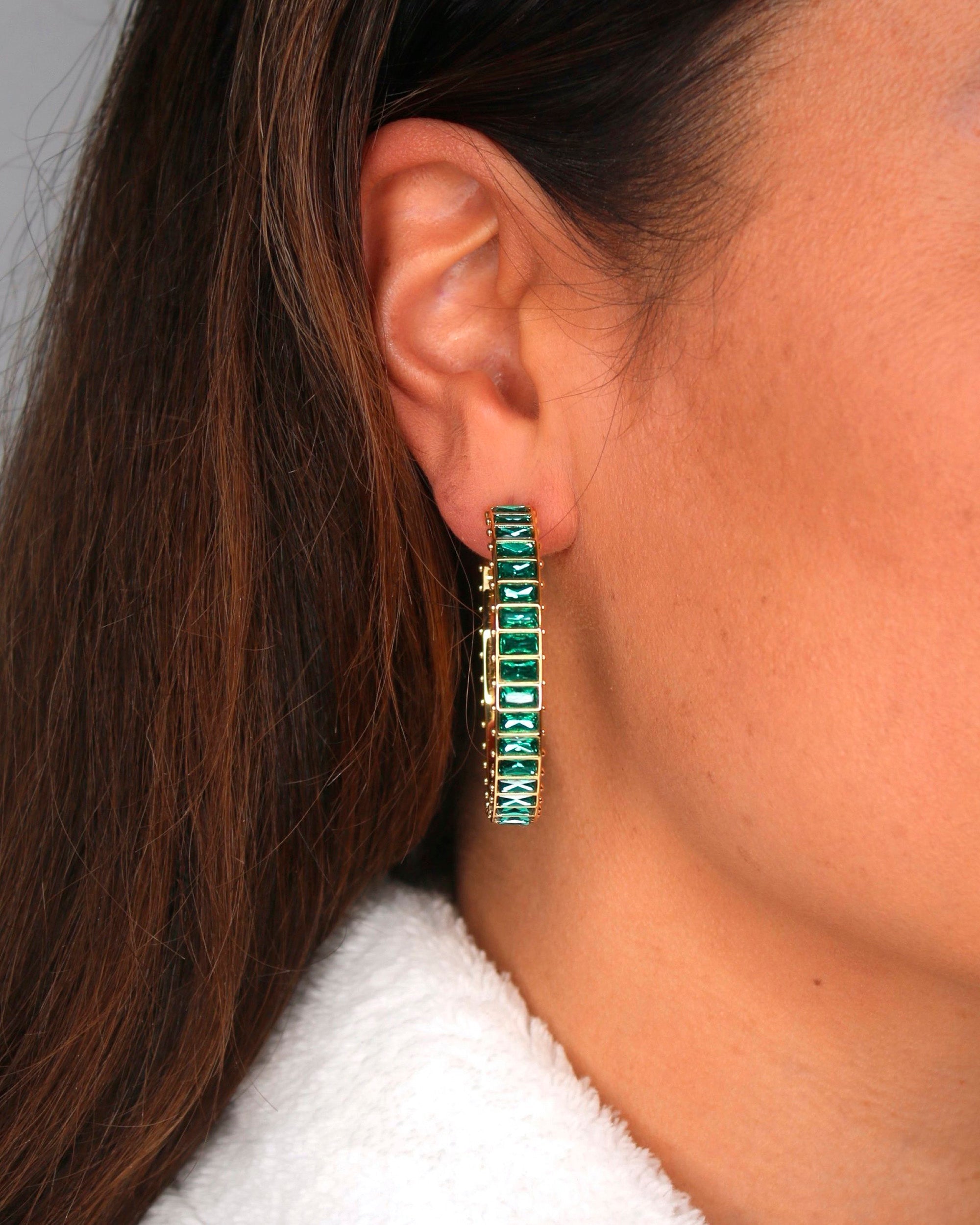 Large Eternity 14K Gold-Plated Swarovski Crystal Hoop Earrings
