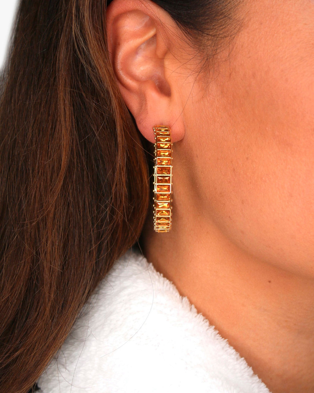 Large Eternity 14K Gold-Plated Swarovski Crystal Hoop Earrings