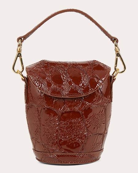 Mini Milk Pail Patent Embossed-Leather Bucket Bag