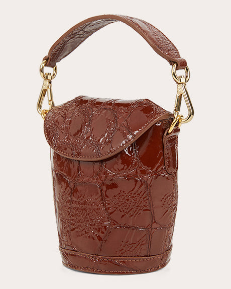 Mini Milk Pail Patent Embossed-Leather Bucket Bag