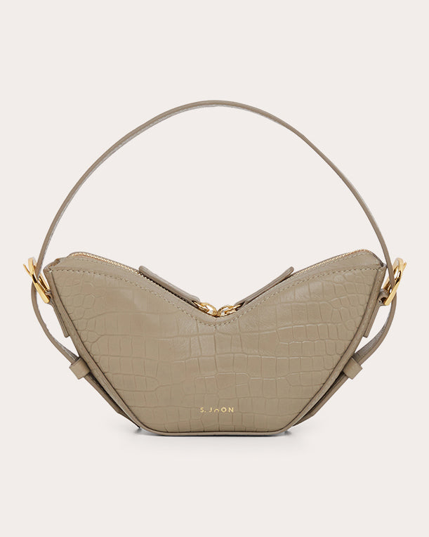 Mini Tulip Croc-Embossed Leather Shoulder Bag
