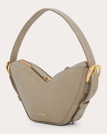 Mini Tulip Croc-Embossed Leather Shoulder Bag
