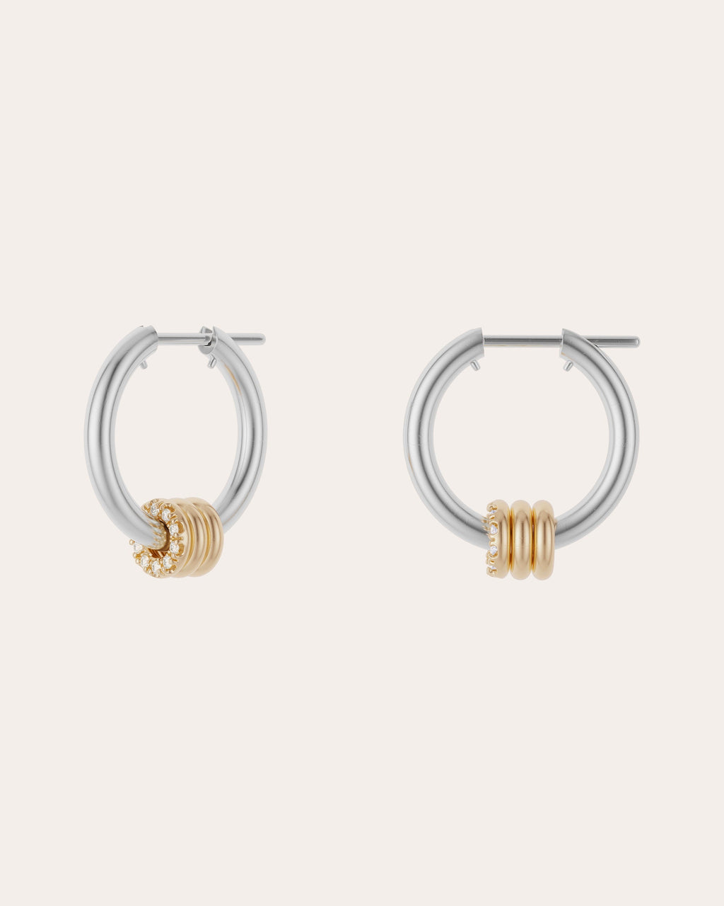 Ara 18K Gold Sterling Silver and Diamond Hoop Earrings