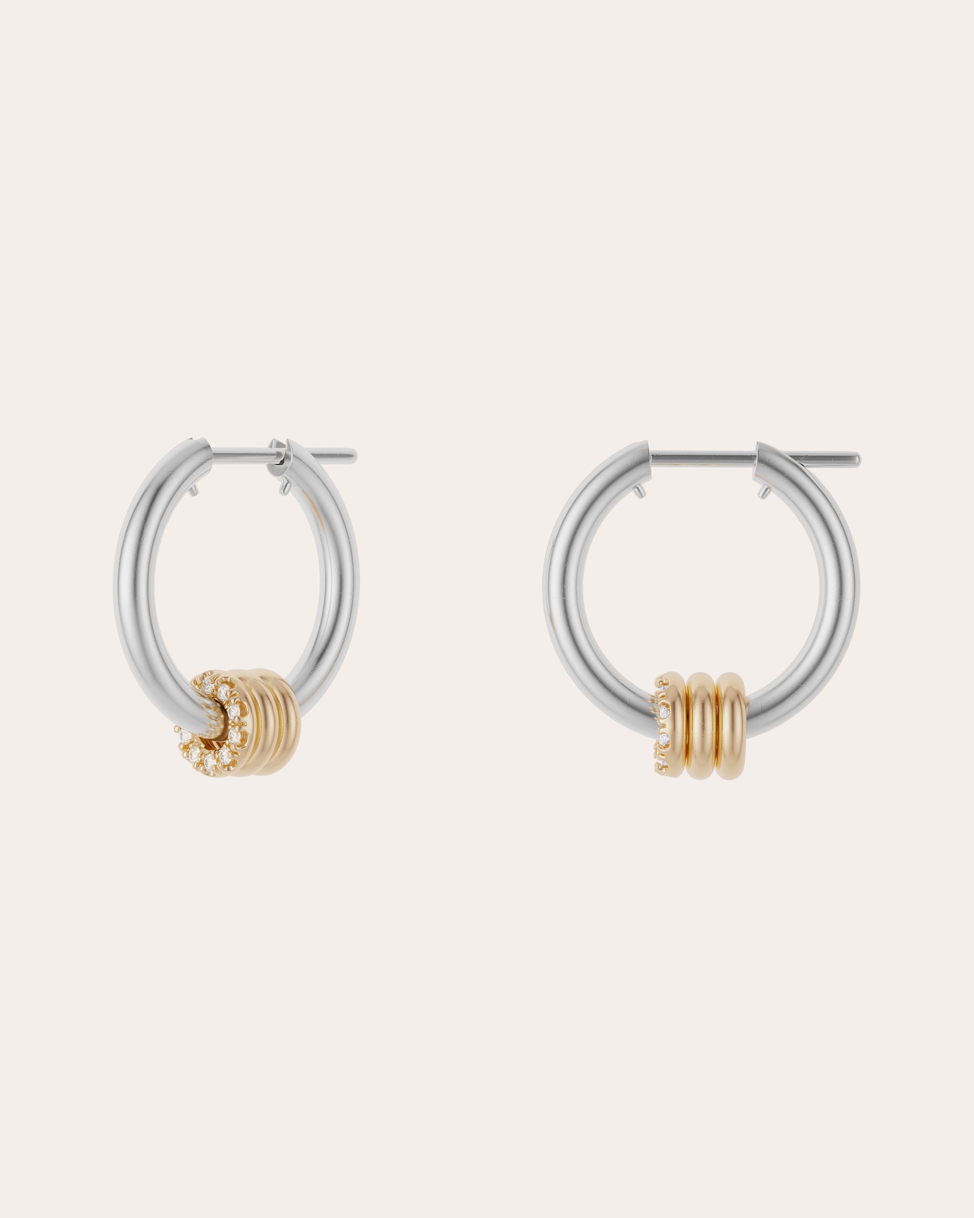 Ara 18K Gold Sterling Silver and Diamond Hoop Earrings