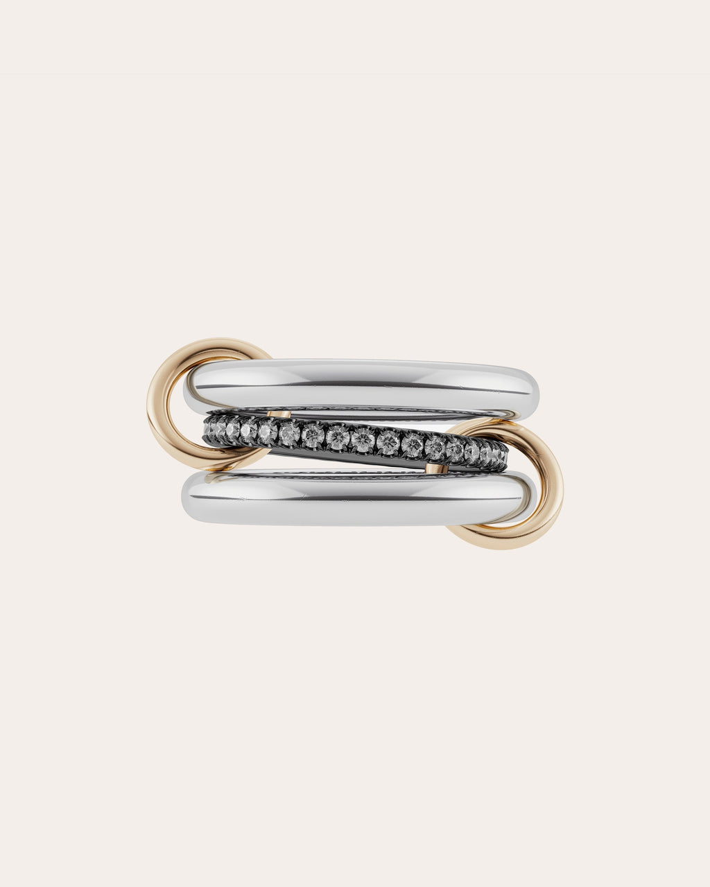 Libra 18K Gold Sterling Silver and Diamond Linked Rings