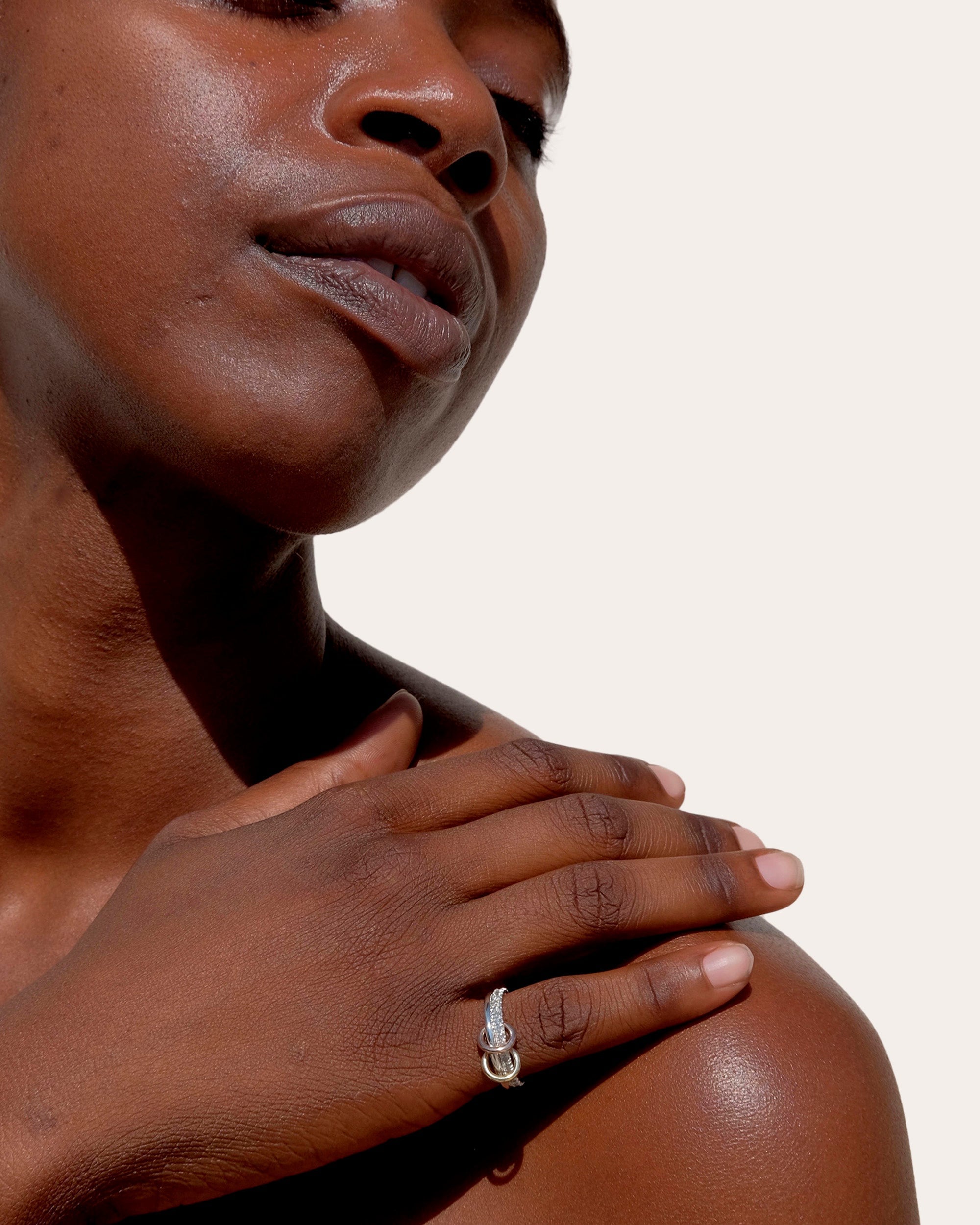 Marigold 18K Gold Sterling Silver and Diamond Linked Rings