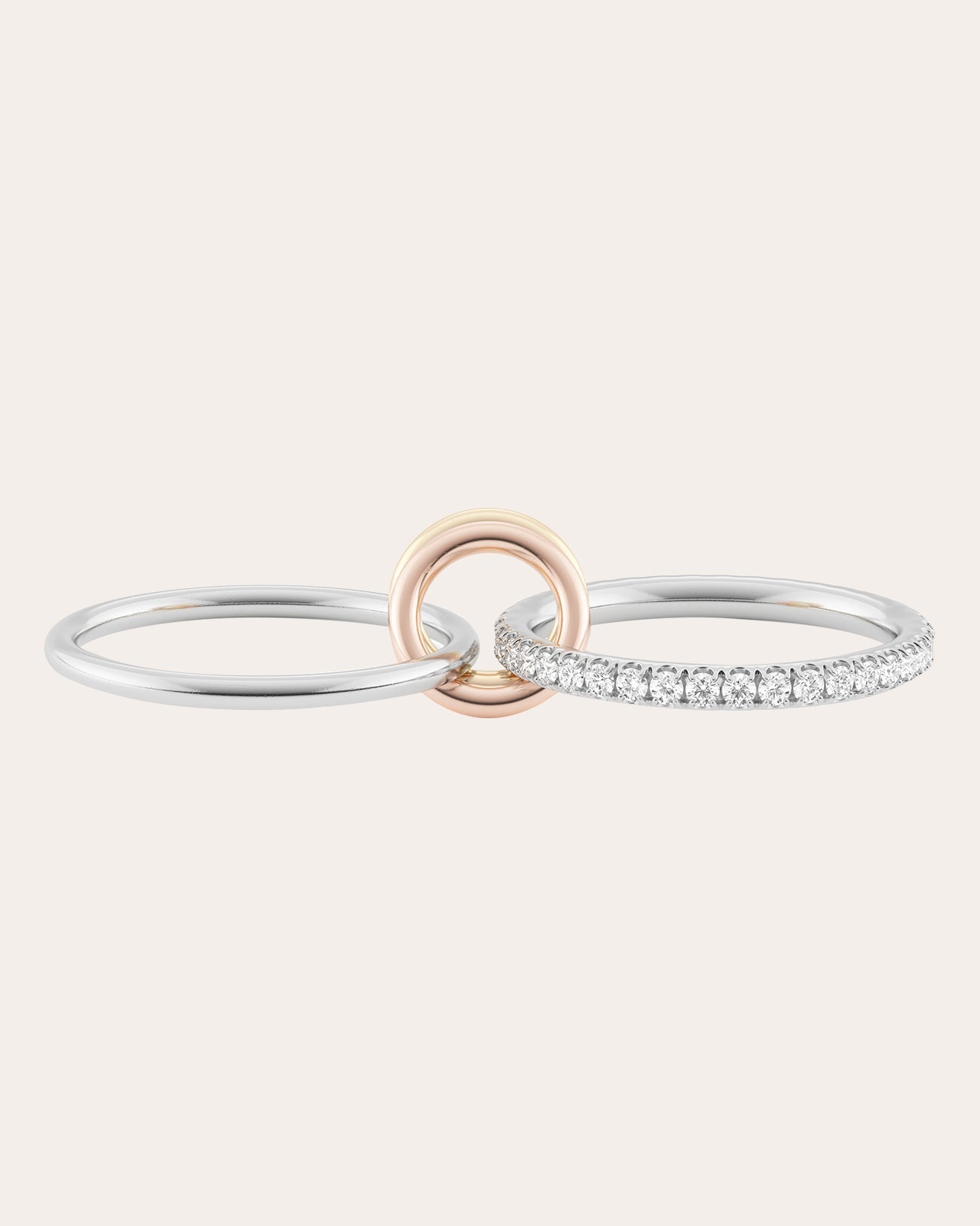 Marigold 18K Gold Sterling Silver and Diamond Linked Rings