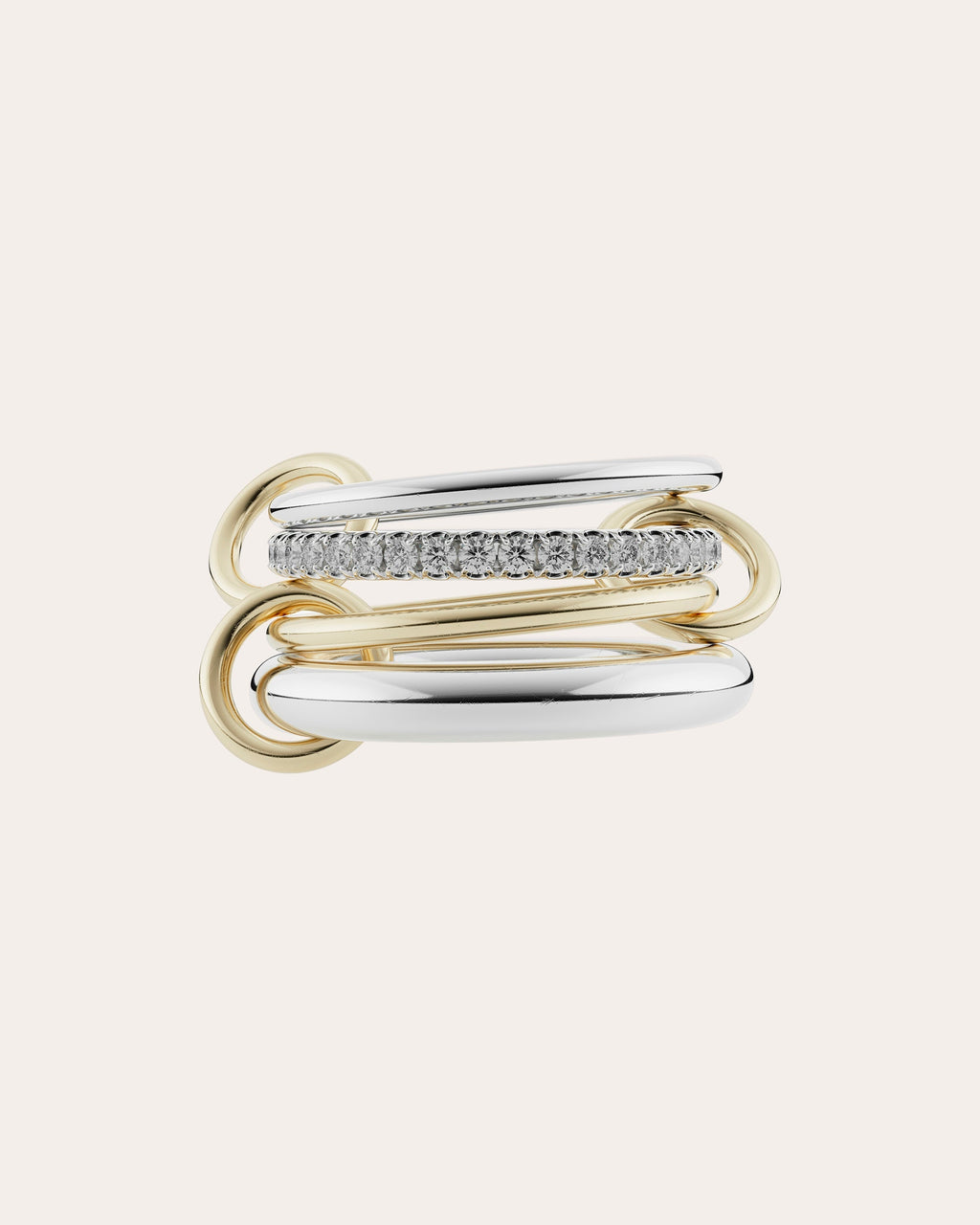 Nimbus 18K Gold Sterling Silver and Diamond Linked Rings