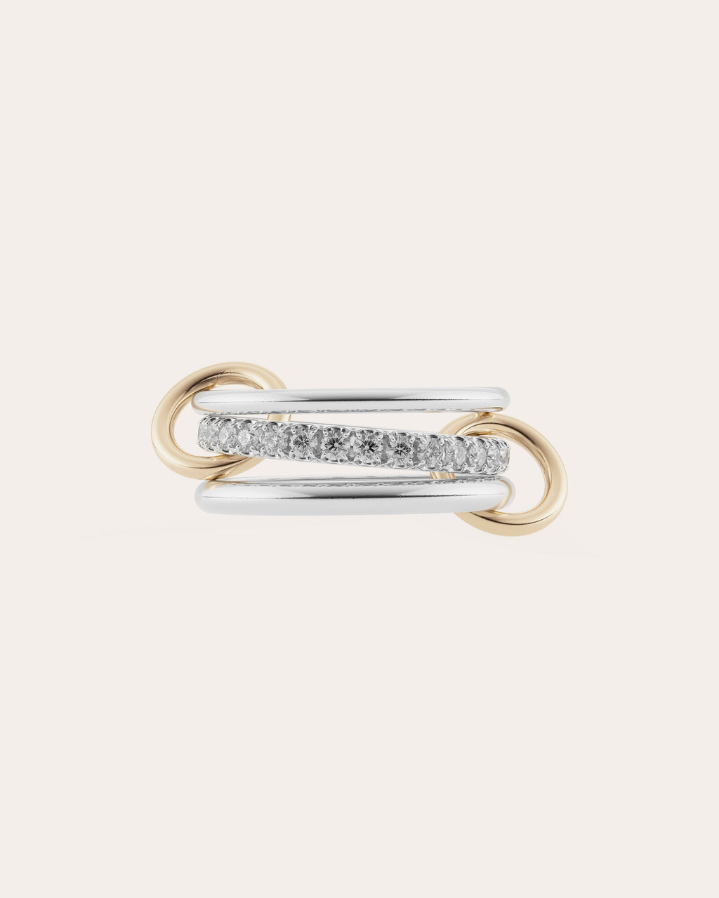 Petunia 18K Gold Sterling Silver and Diamond Linked Rings