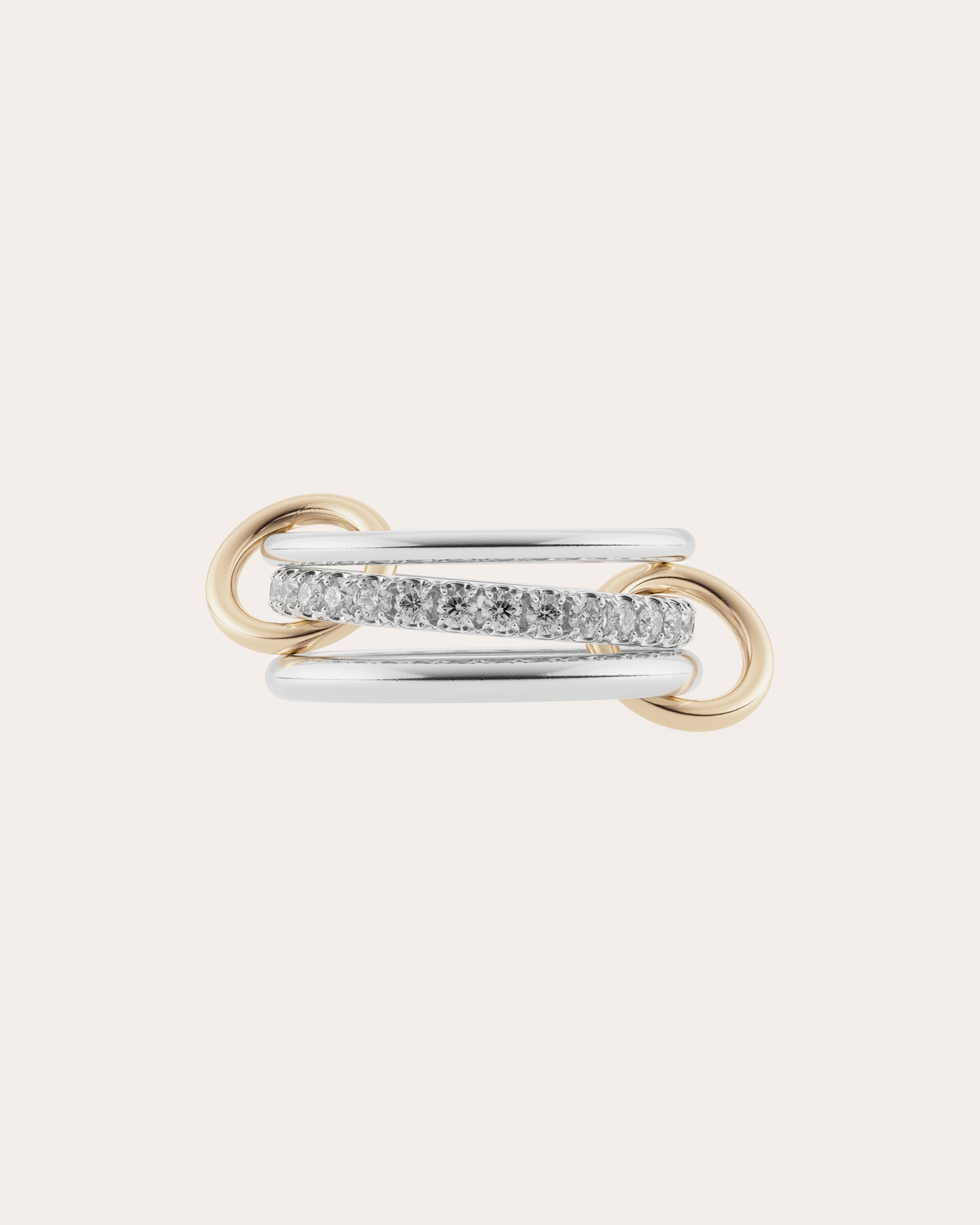 Petunia 18K Gold Sterling Silver and Diamond Linked Rings