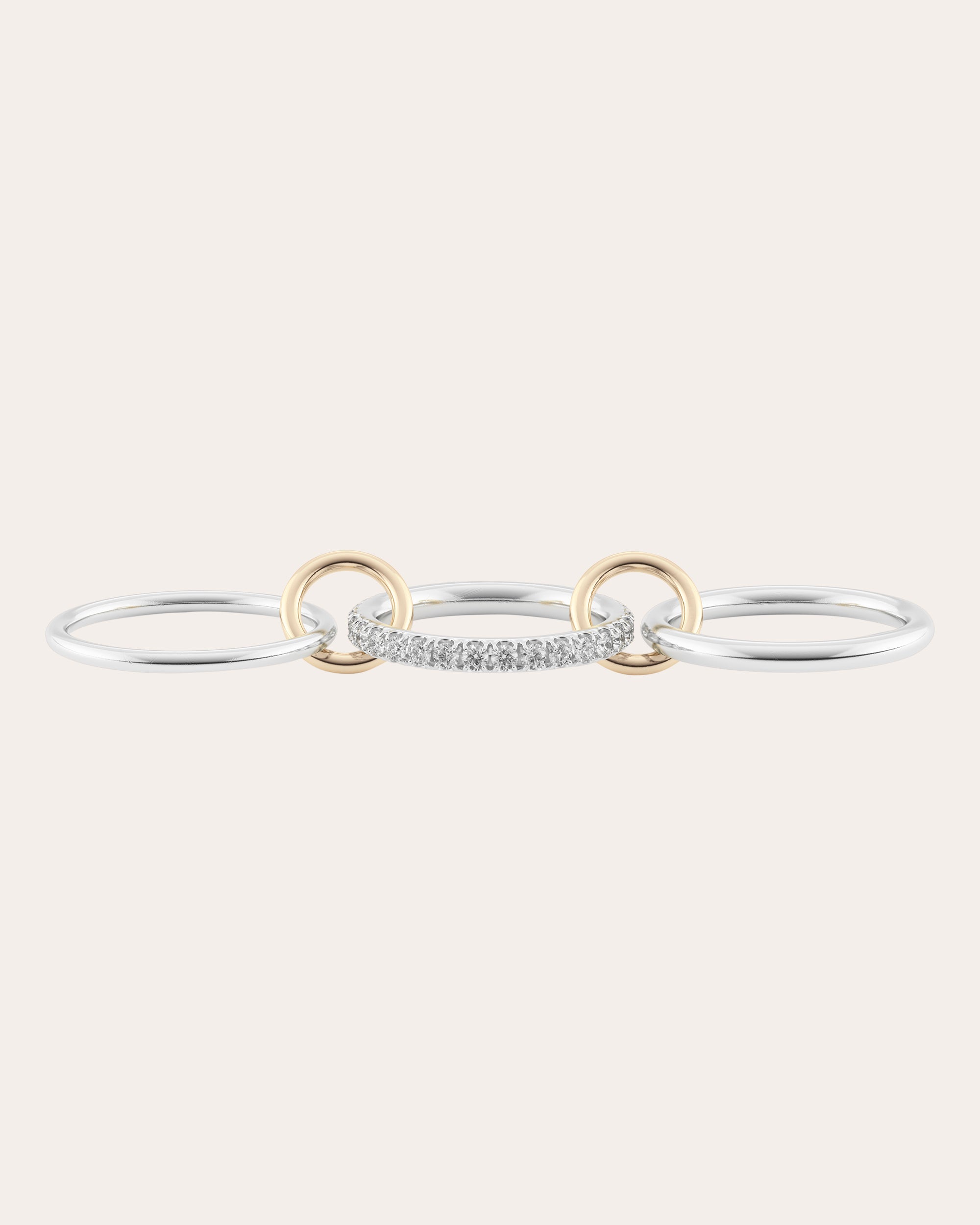 Petunia 18K Gold Sterling Silver and Diamond Linked Rings
